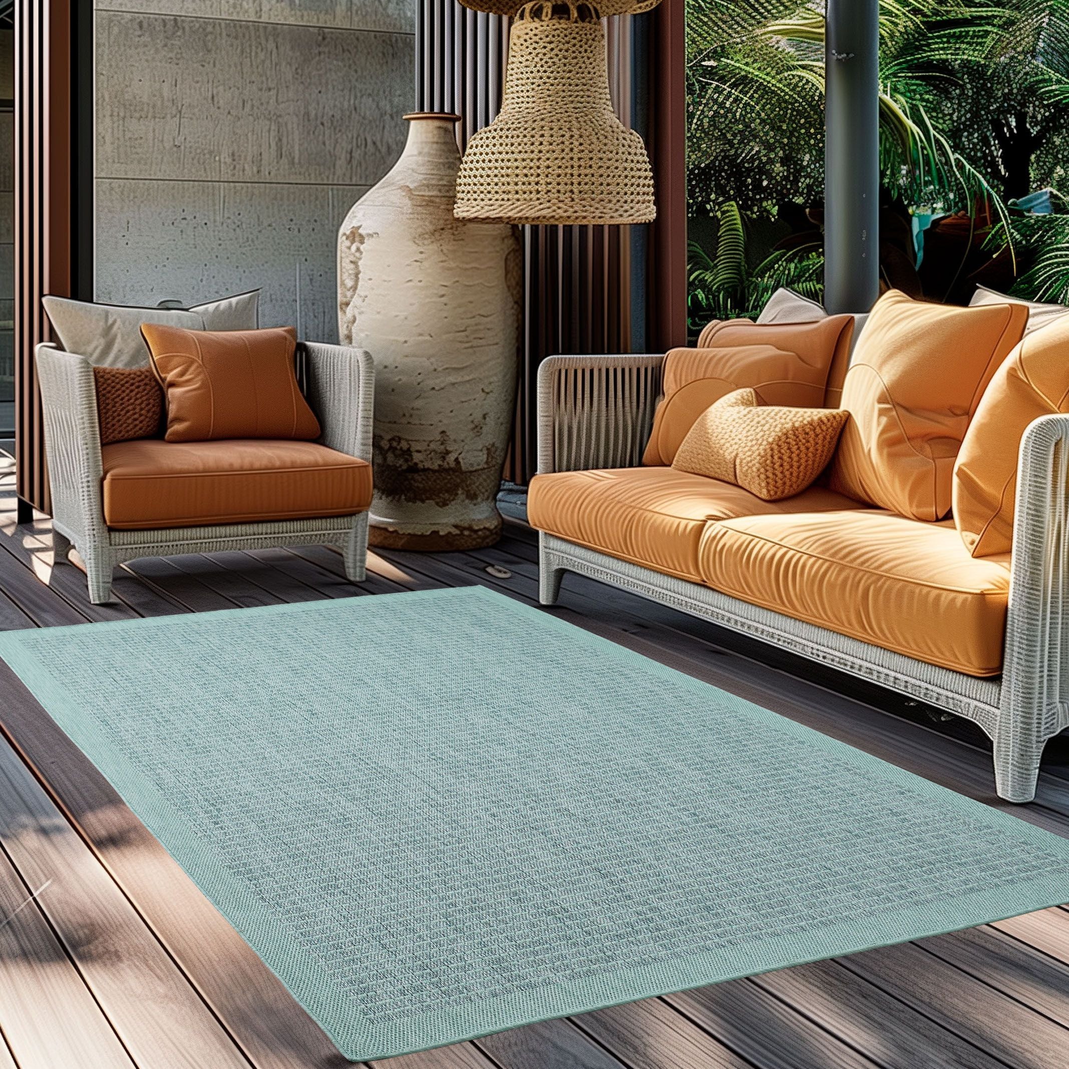 Outdoorteppiche, Unicolor, Farbe Blau, Teppich für Terasse-Balkon-Küche, Rücken aus Polypropylen