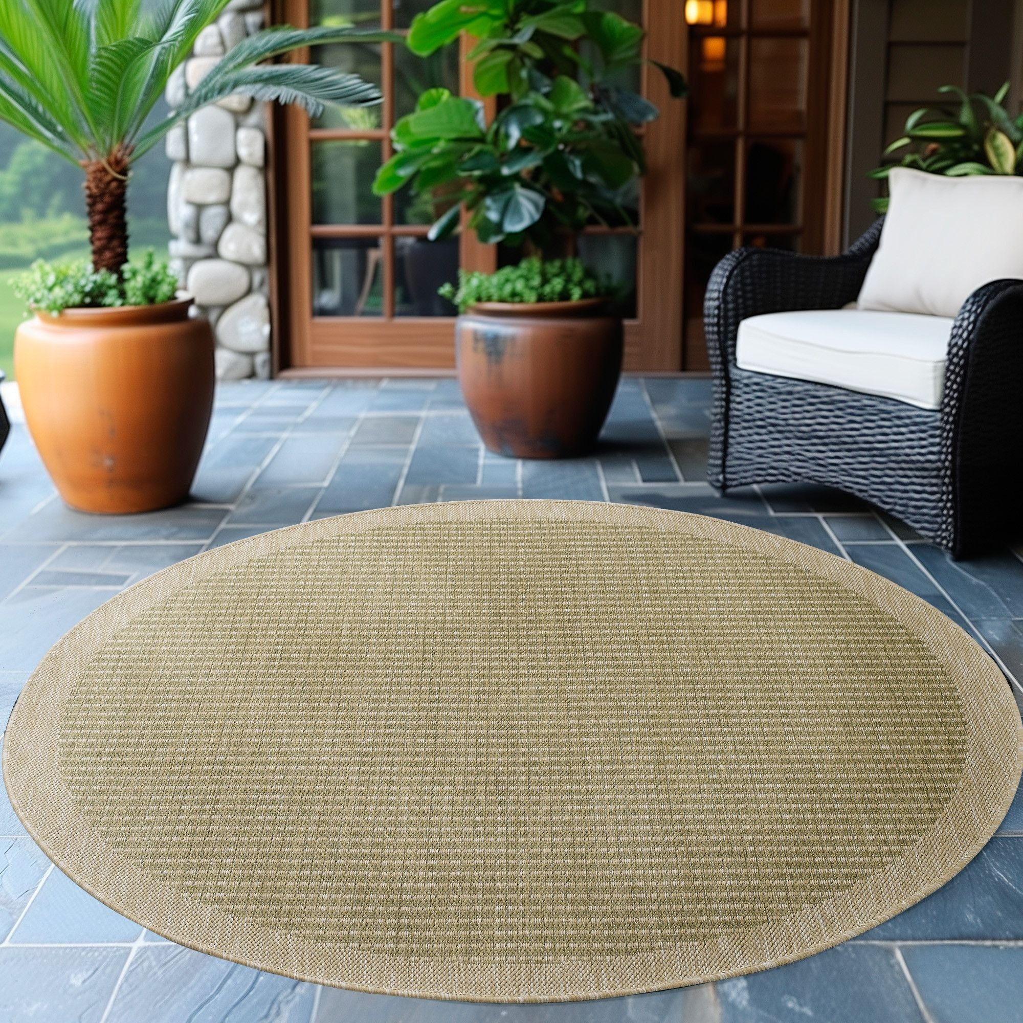 Outdoorteppiche, Unicolor, Farbe Grün, Teppich für Terasse-Balkon-Küche, Rücken aus Polypropylen - Image 3
