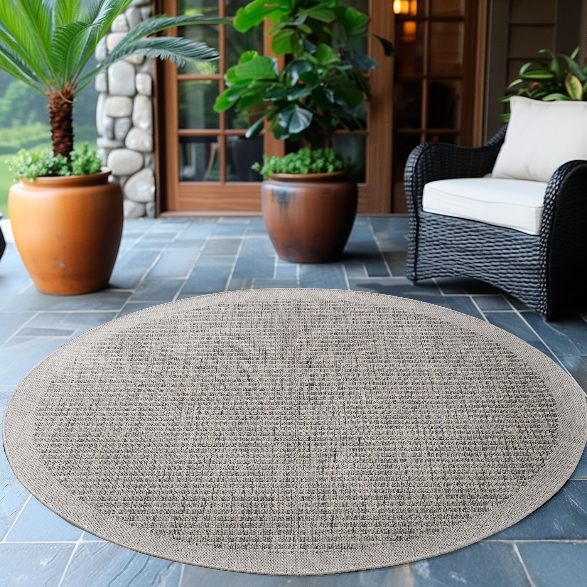 Outdoorteppiche, Unicolor, Farbe Grau, Teppich für Terasse-Balkon-Küche, Rücken aus Polypropylen - Image 3
