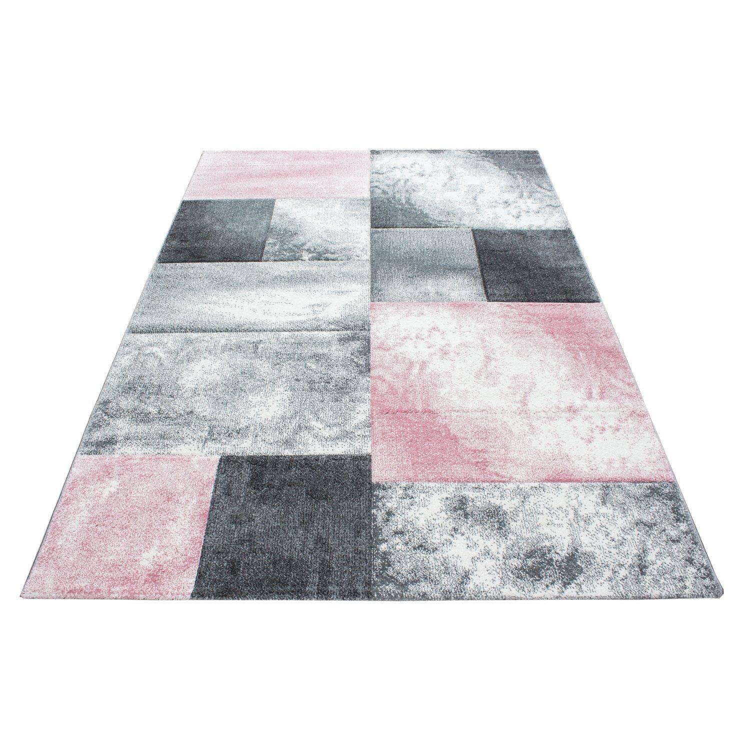 Hawaii Geometrisch Karierter Kurzflorteppich in Pink - Image 3