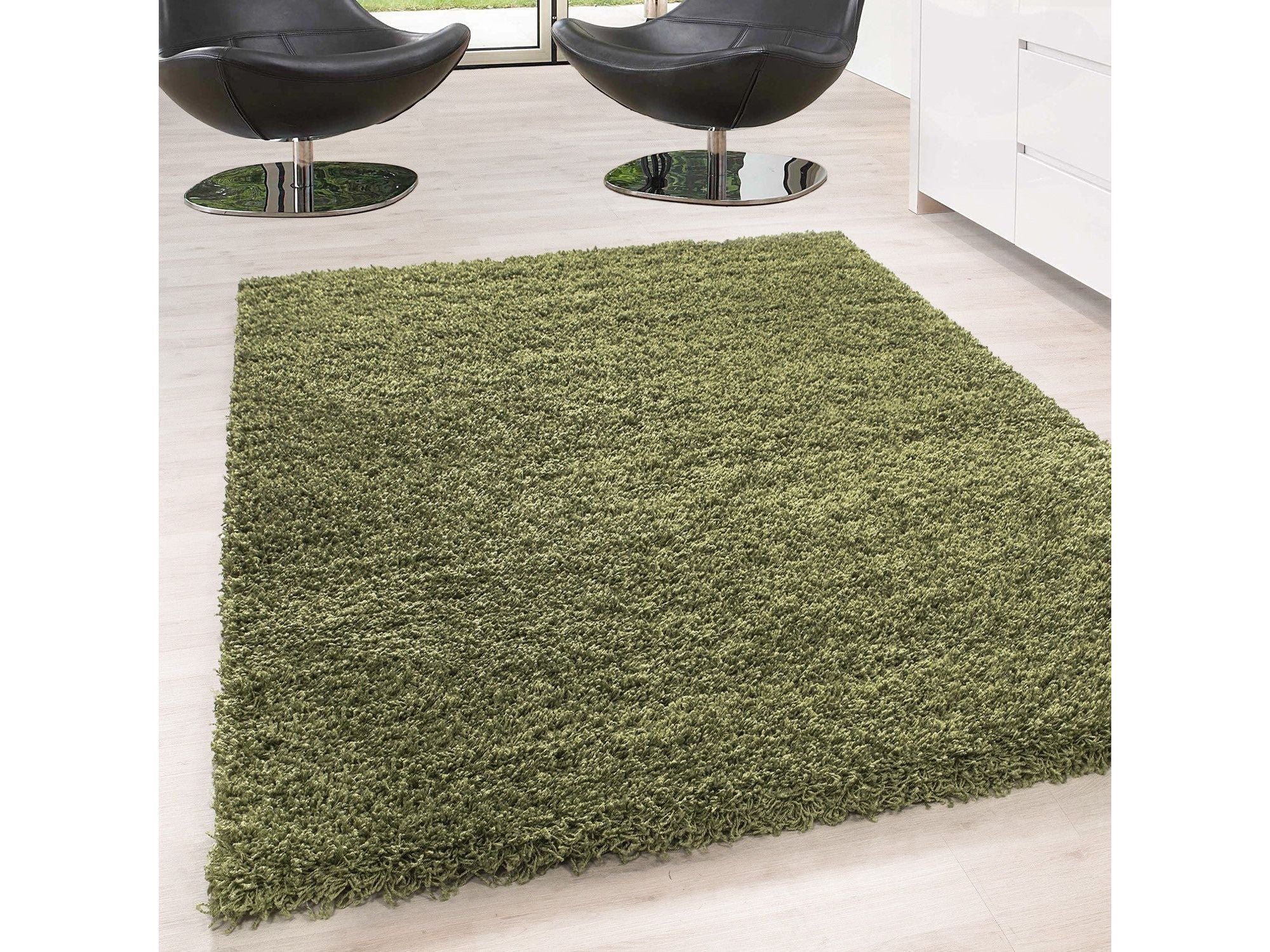 Shaggy Teppich für Wohnzimmer in Grün