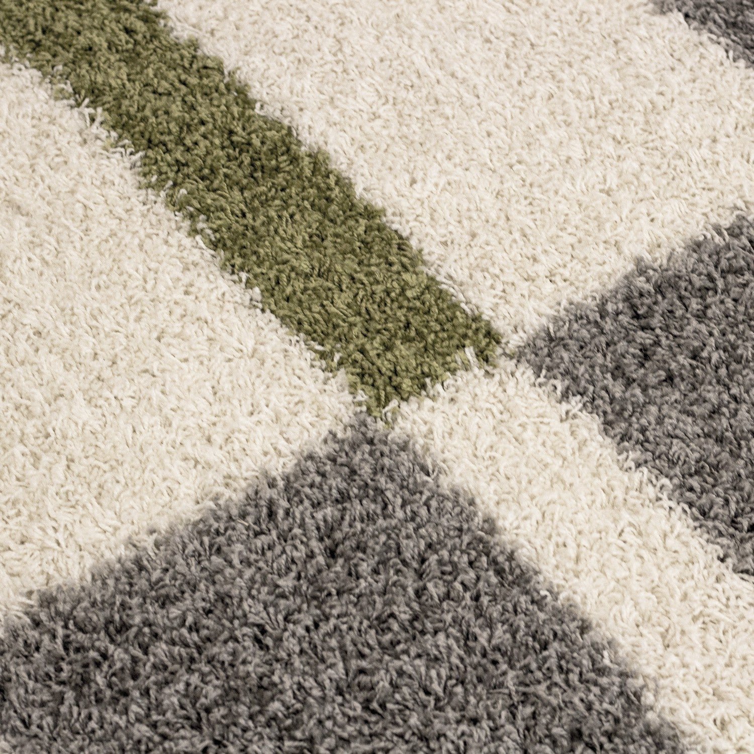 Hochflor Langflor Wohnzimmer Shaggy Teppich Florhöhe 3cm Grau-Weiss-Grün - Image 4