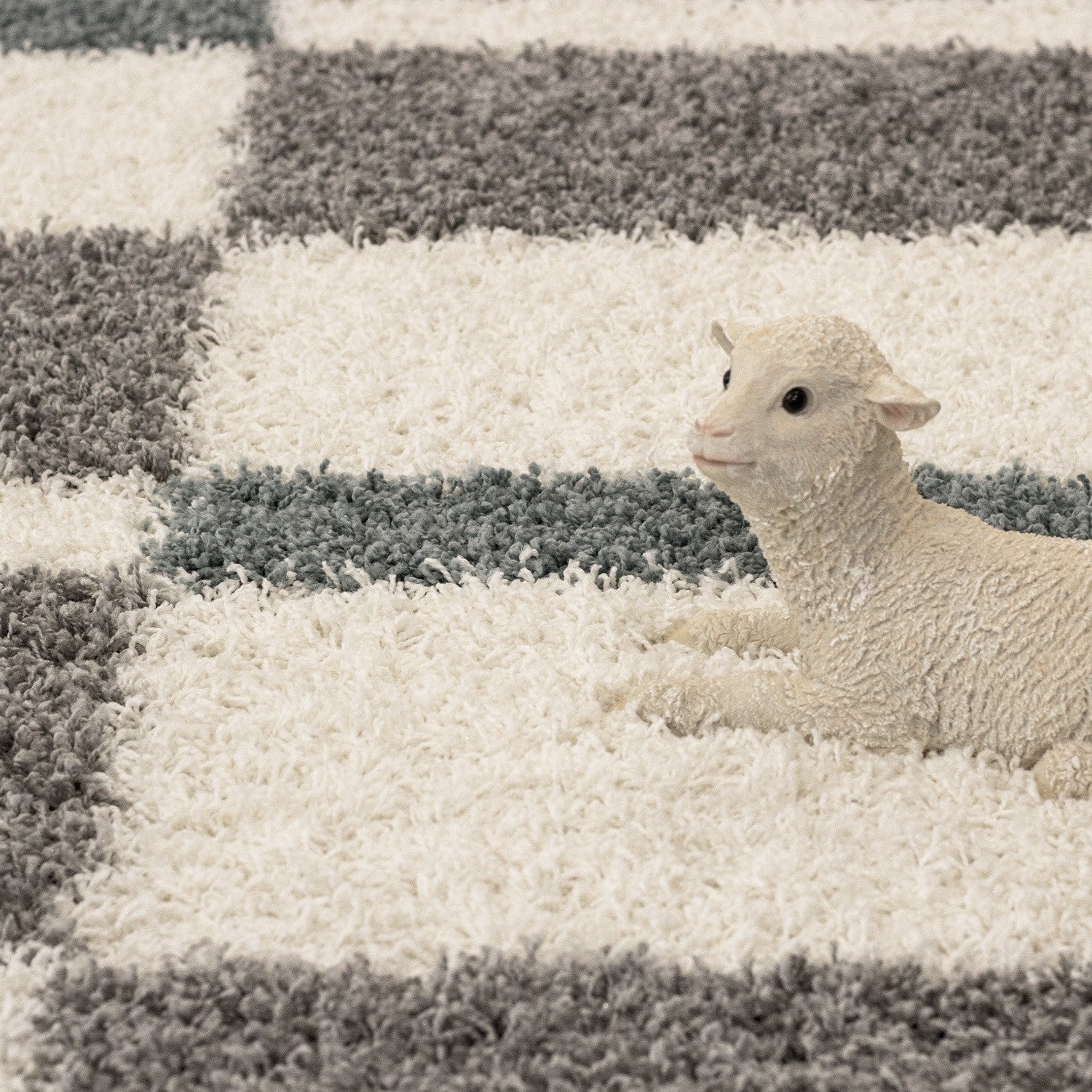 Hochflor Langflor Wohnzimmer Shaggy Teppich Florhöhe 3cm Grau-Weiss-Türkis - Image 2