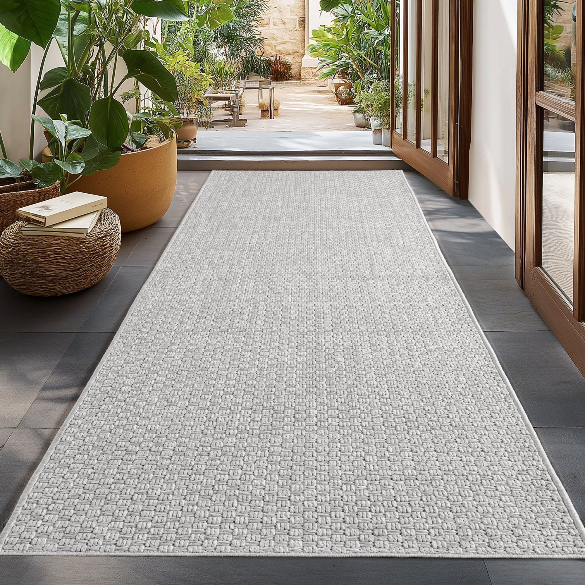 Boho In- & Outdoor Teppich Läufer in Grau