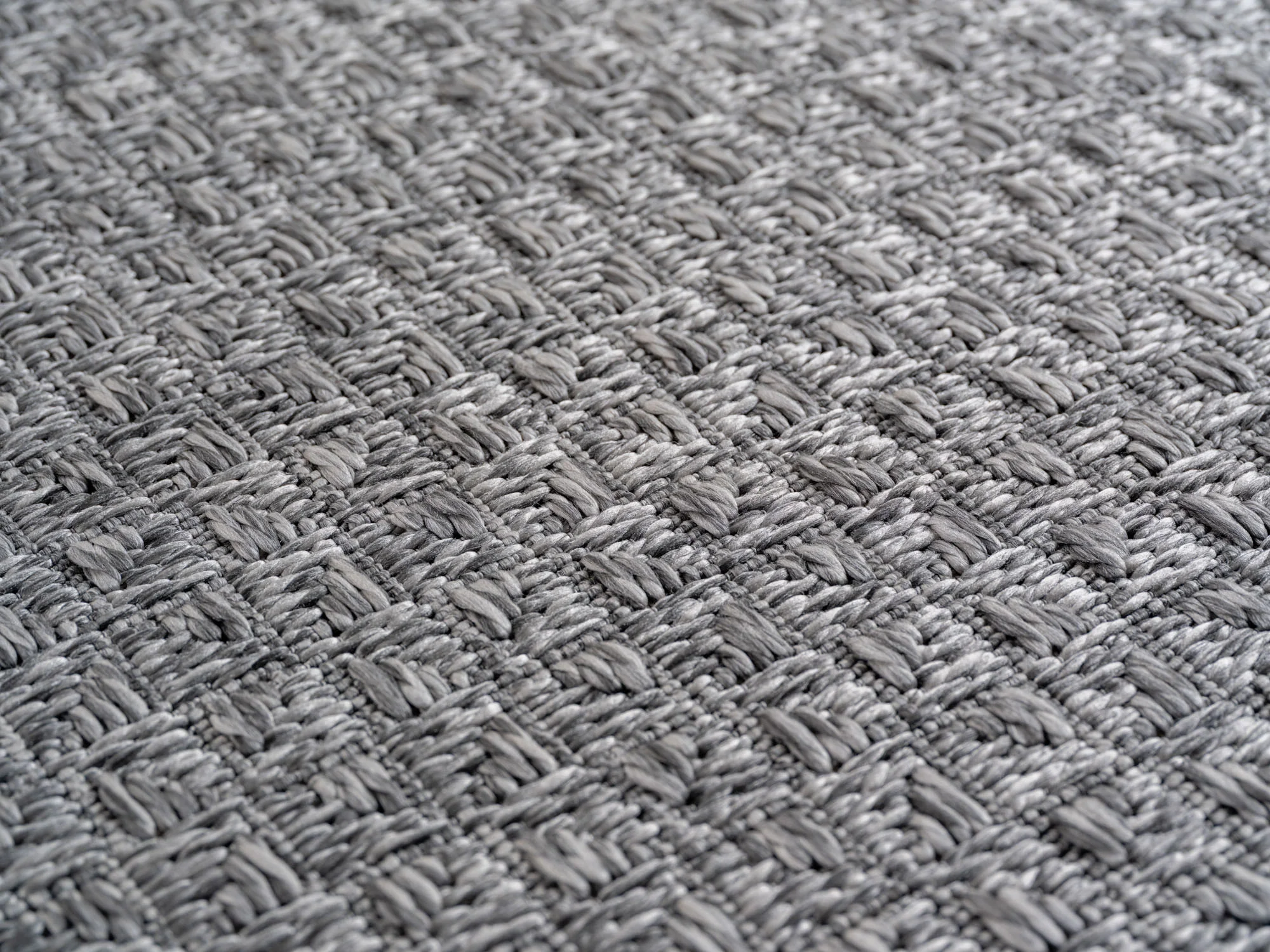 In- & Outdoor Teppich Läufer: Karo Design in Grau - Image 6