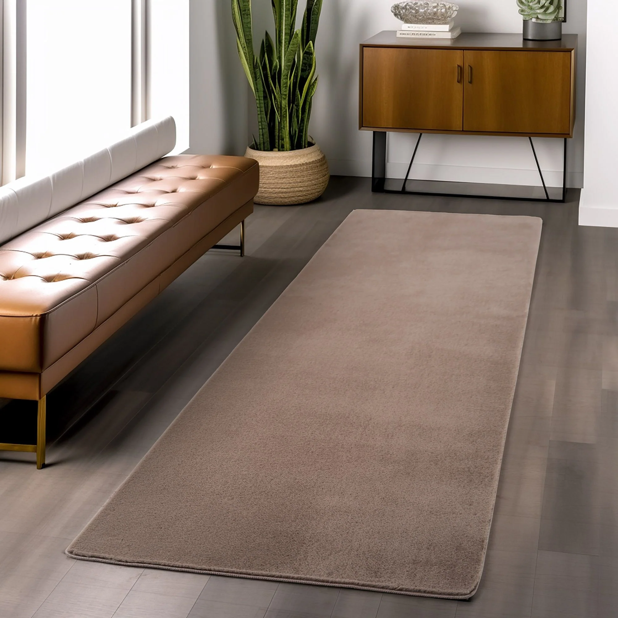 Läufer Teppich Braun 6x1 cm – Waschbarer Kurzflorteppicheteppiche, rutschfest & weich, modernes einfarbiges Design für Schlafzimmer, Küche & Flur - Image 6