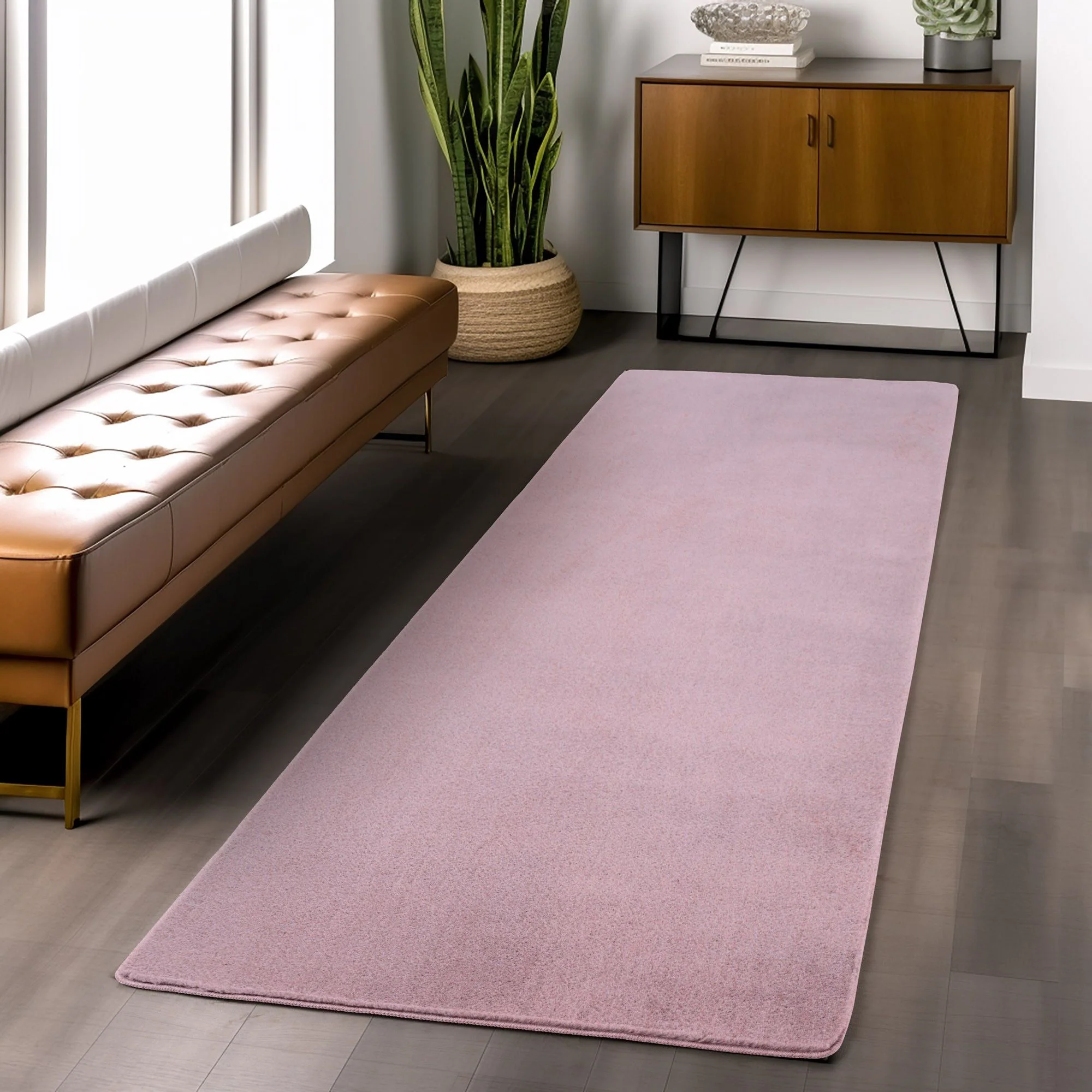 Läufer Teppich Rosa 6x1 cm – Waschbarer Kurzflorteppicheteppiche, rutschfest & weich, modernes einfarbiges Design für Schlafzimmer, Küche & Flur - Image 6