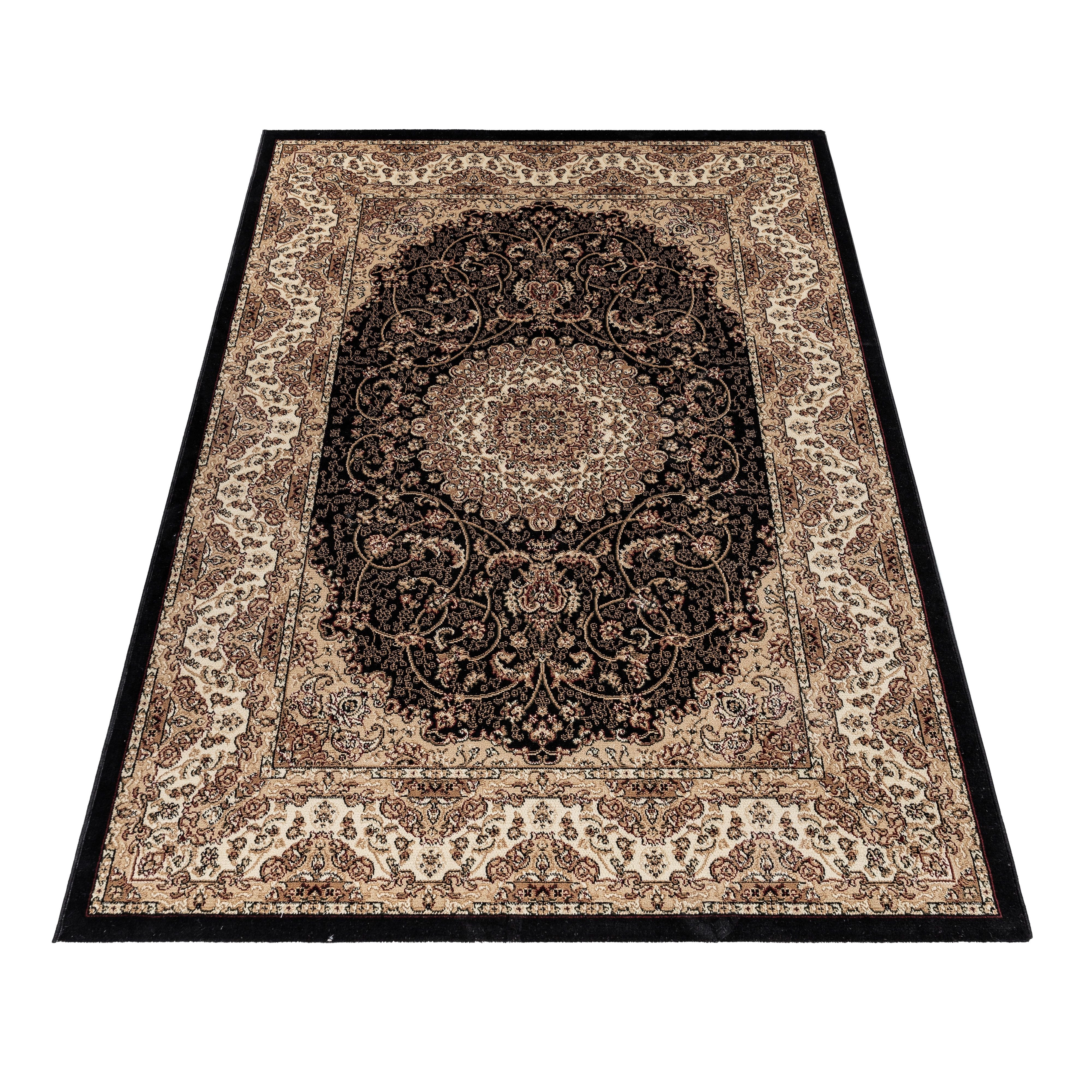 Klassischer Orientteppich in Schwarz: Medaillon Design - Image 3