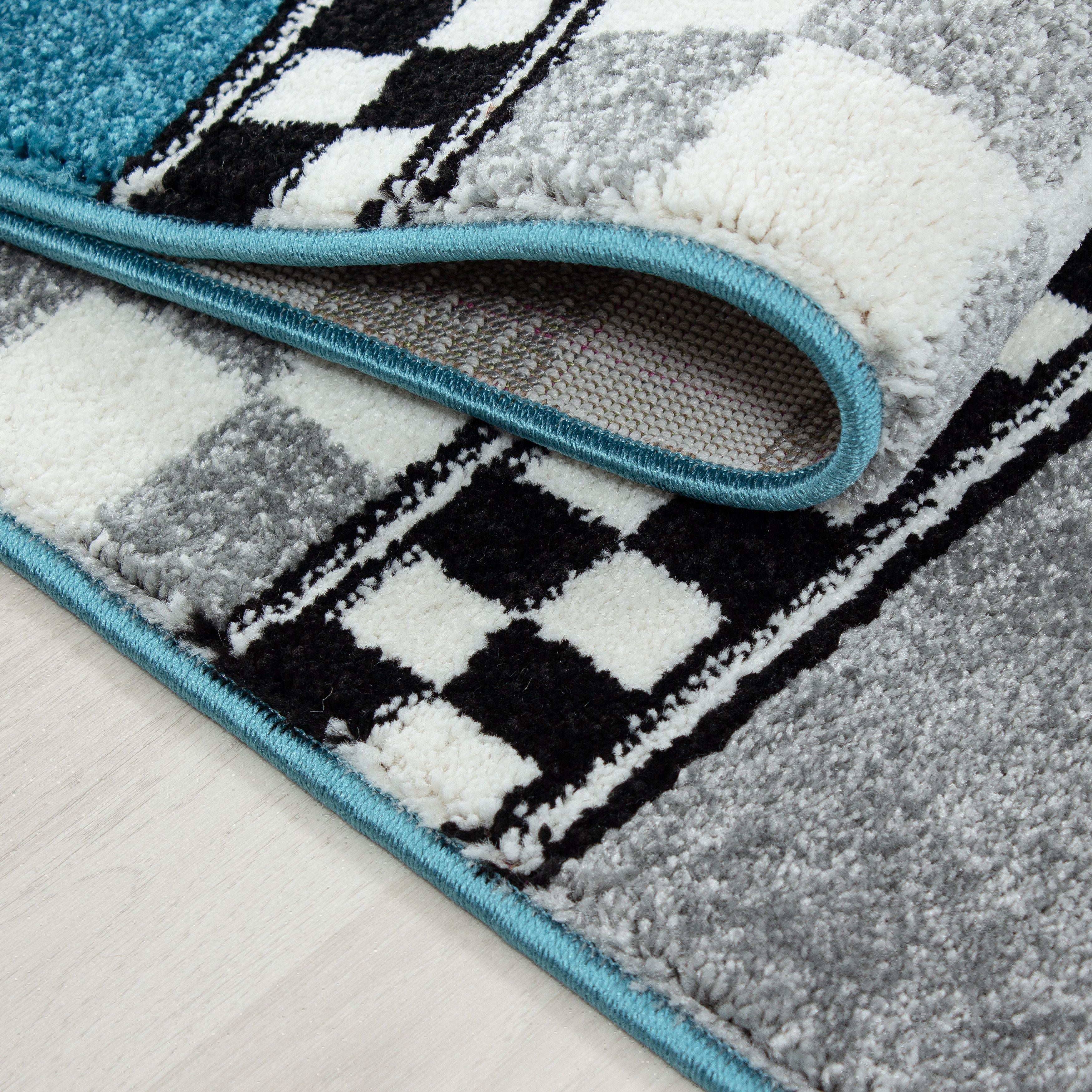 Kinderteppiche, Rennwagen, Farbe Blau, Teppich für Kinderzimmer, Rücken aus Jute - Image 5