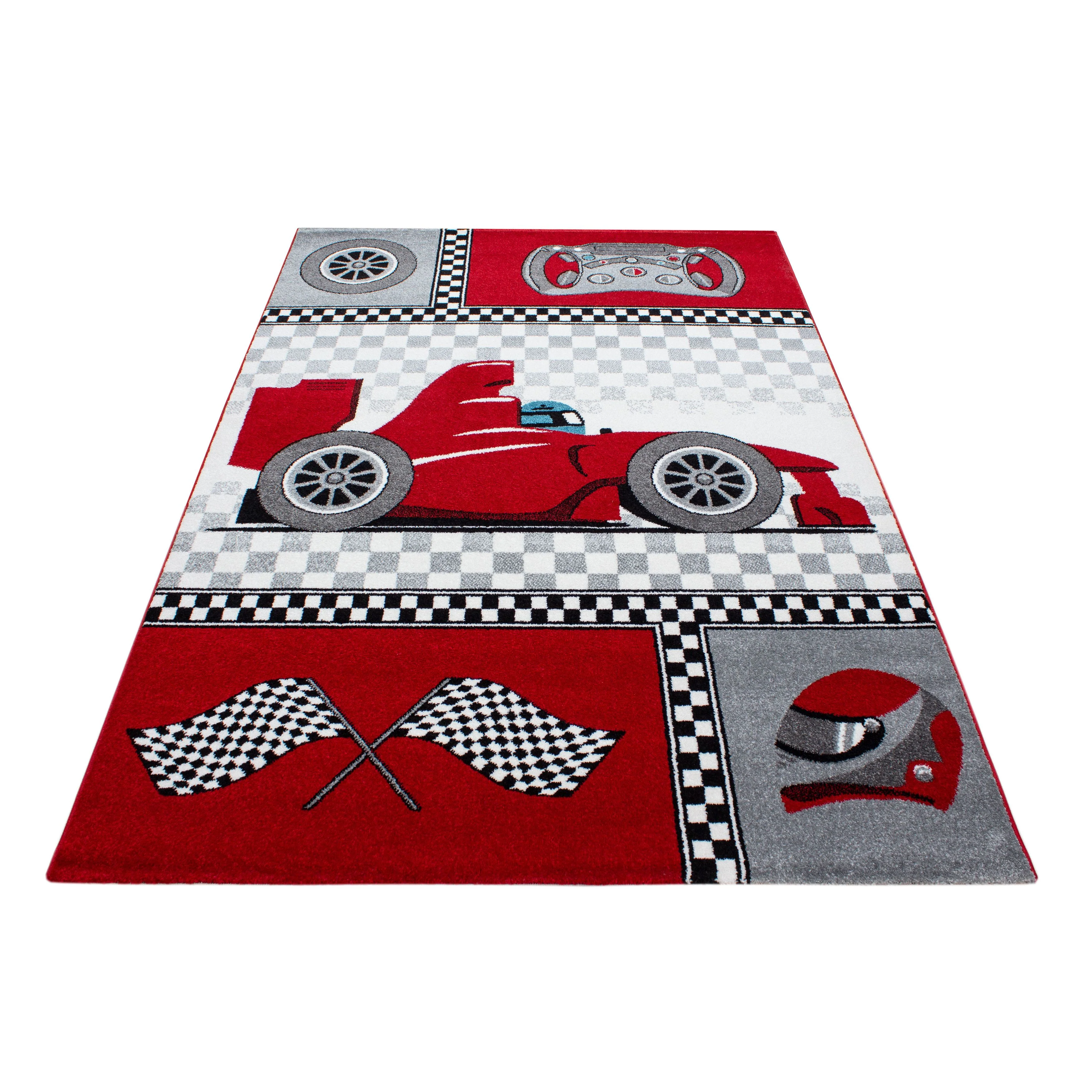 Kinderteppiche, Rennwagen, Farbe Rot, Teppich für Kinderzimmer, Rücken aus Jute - Image 3