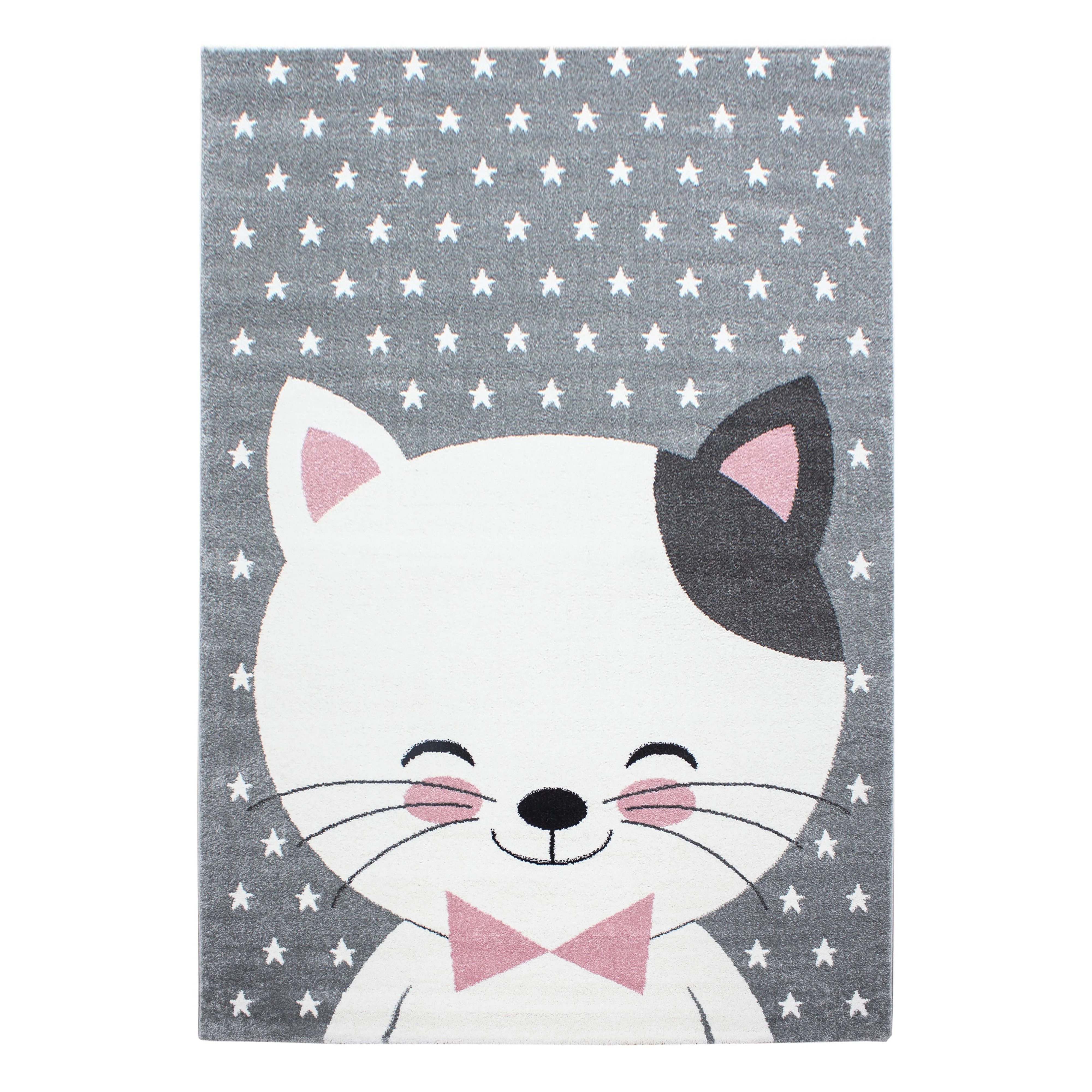 Kinderteppiche, Niedliches Katze design, Farbe Pink, Teppich für Kinderzimmer, Rücken aus Jute - Image 2
