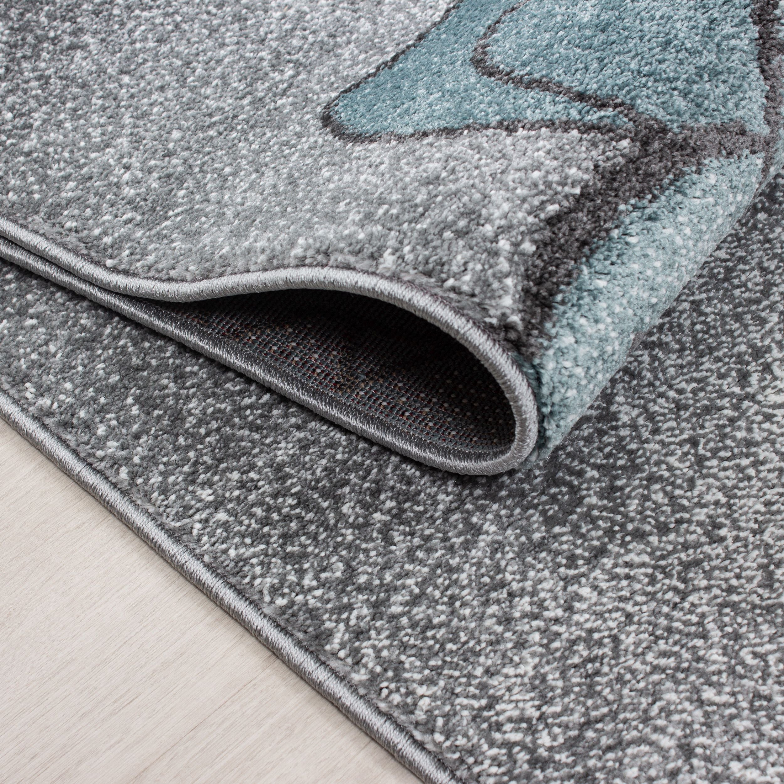 Kinderteppiche, Bär-Design, Farbe Blau, Teppich für Kinderzimmer, Rücken aus Jute - Image 5