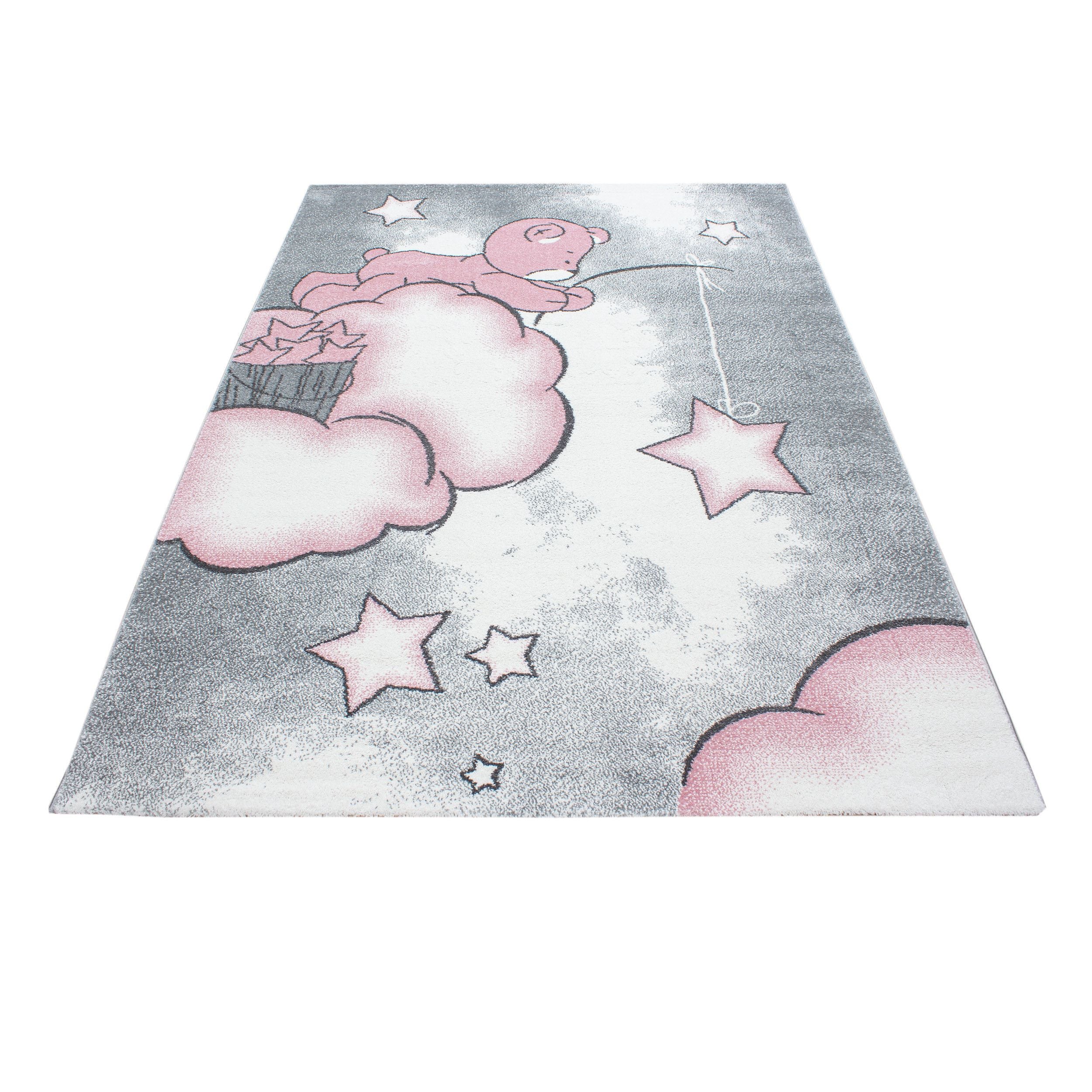 Kinderteppiche, Bär-Design, Farbe Pink, Teppich für Kinderzimmer, Rücken aus Jute - Image 3