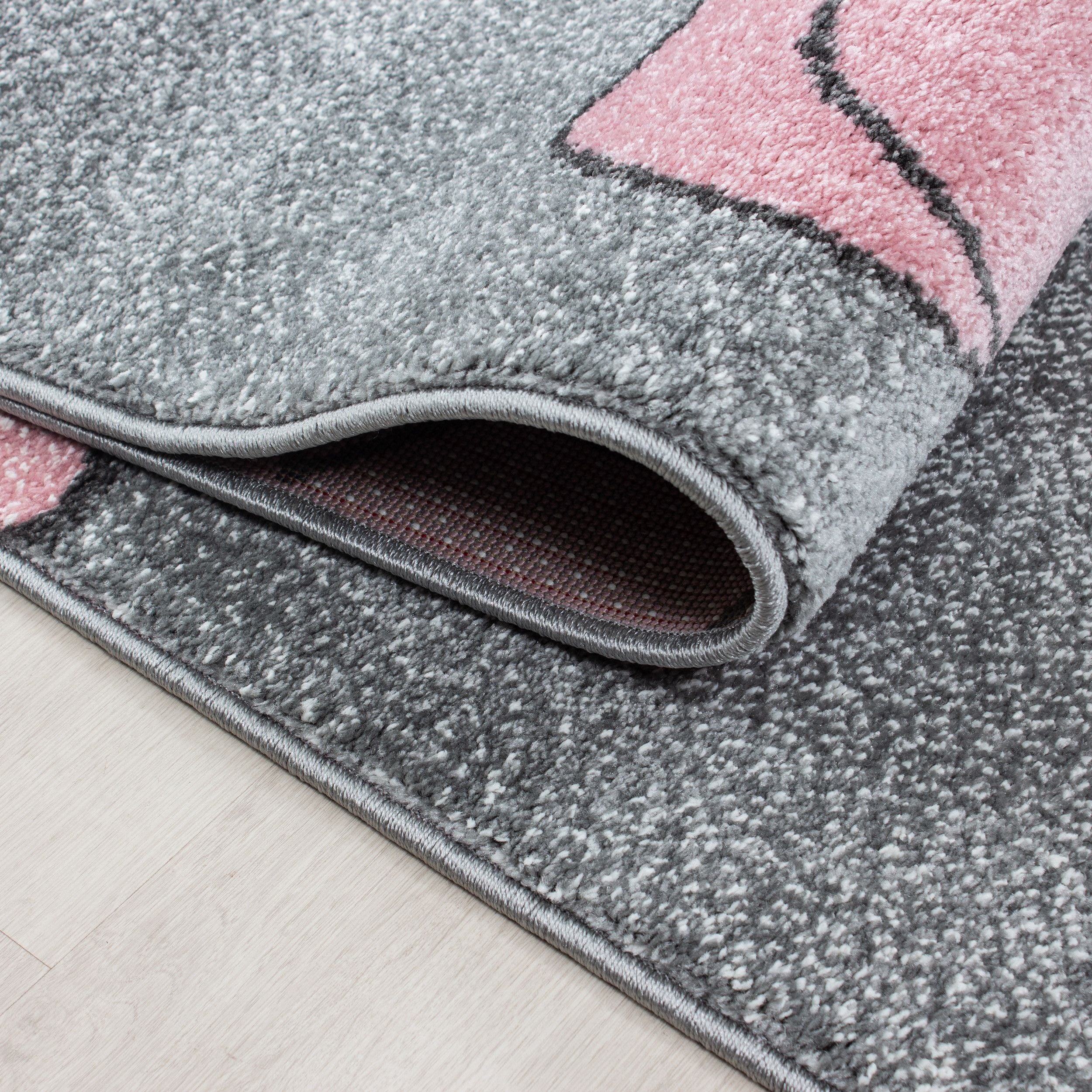 Kinderteppiche, Bär-Design, Farbe Pink, Teppich für Kinderzimmer, Rücken aus Jute - Image 5