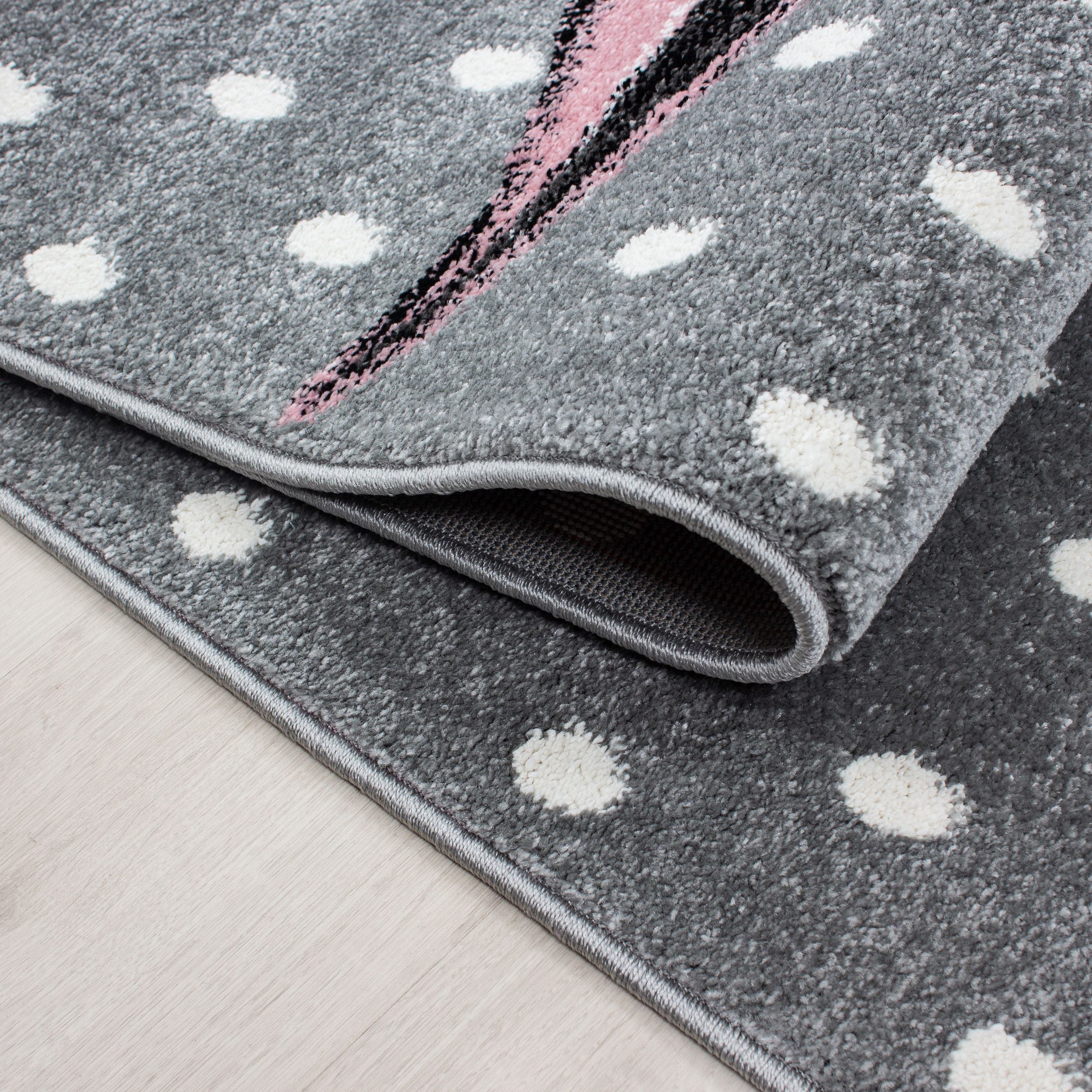 Kinderteppiche, Einhorn-Design, Farbe Pink, Teppich für Kinderzimmer, Rücken aus Jute - Image 5