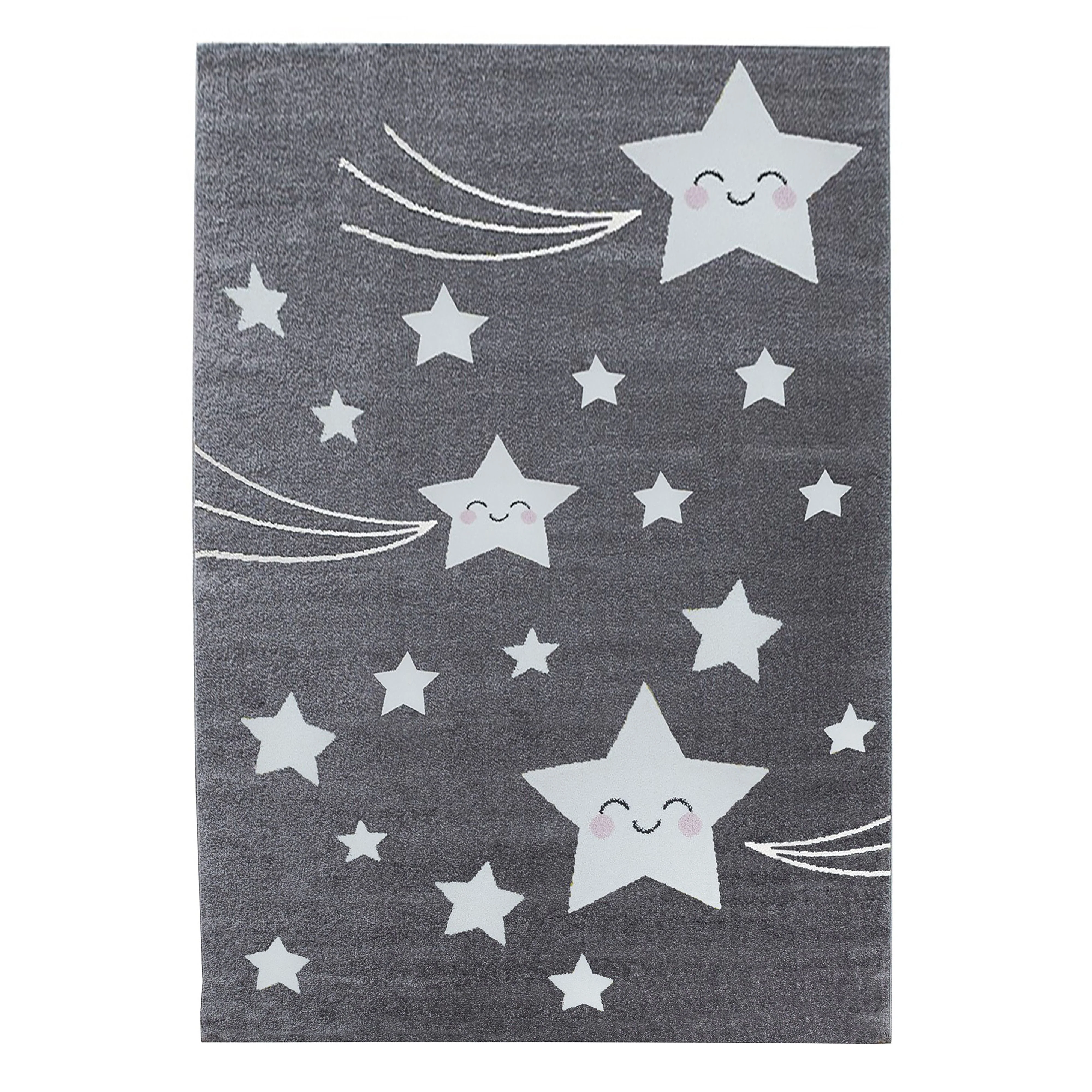 Kinderteppiche, Sterne-Design, Farbe Grau, Teppich für Kinderzimmer, Rücken aus Jute - Image 2