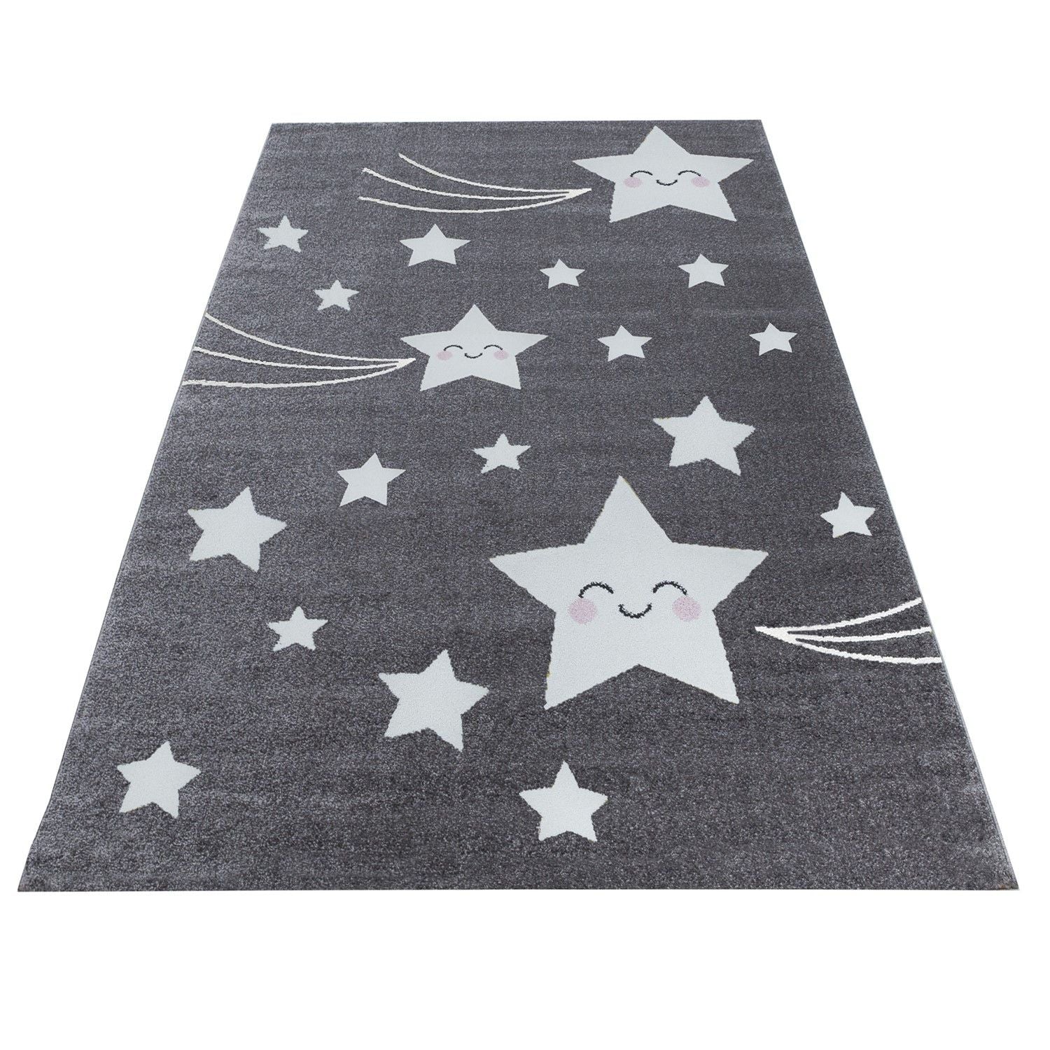 Kinderteppiche, Sterne-Design, Farbe Grau, Teppich für Kinderzimmer, Rücken aus Jute - Image 3