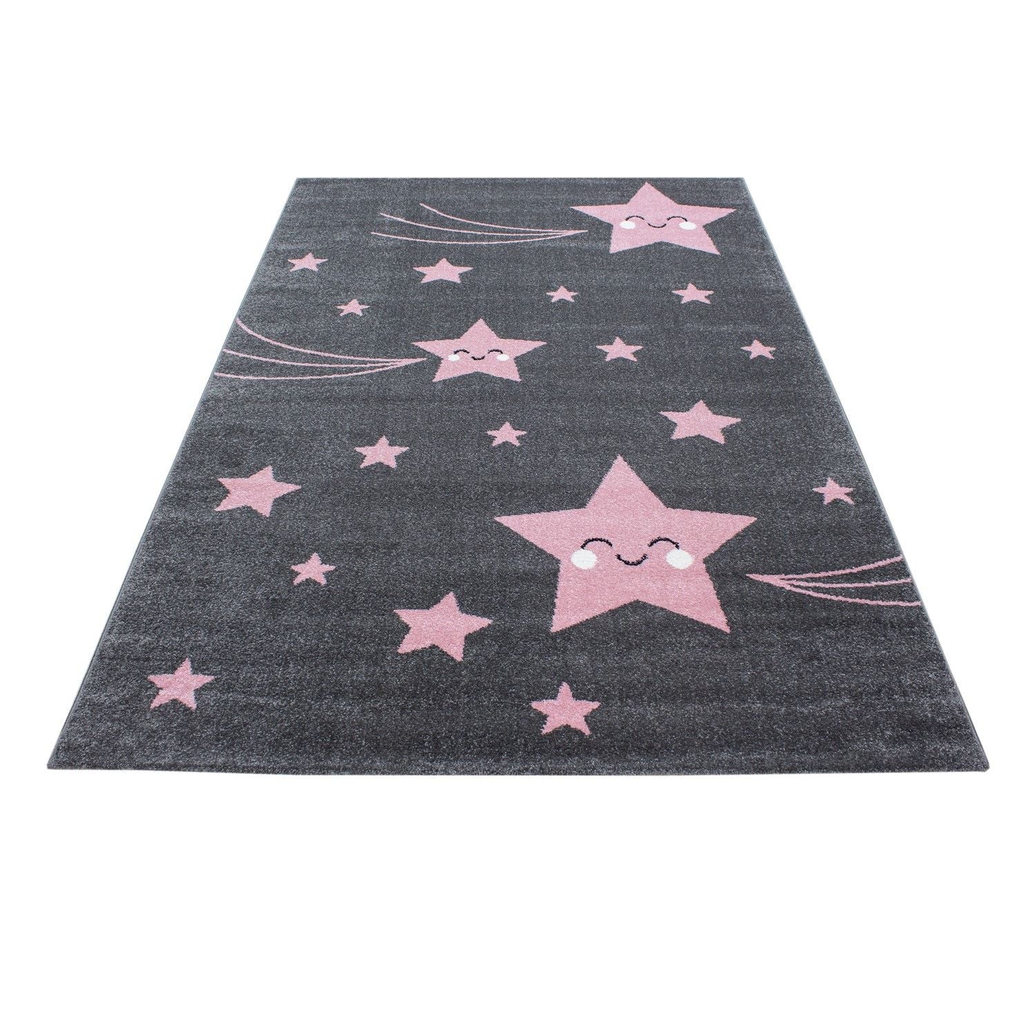 Kinderteppiche, Sterne-Design, Farbe Pink, Teppich für Kinderzimmer, Rücken aus Jute - Image 3
