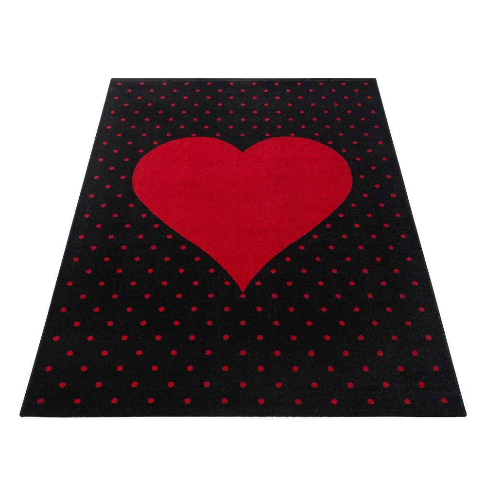 Kinderteppich Baby Teppich Kinderzimmer Herz Motiv Schwarz Rot Farben - Image 2