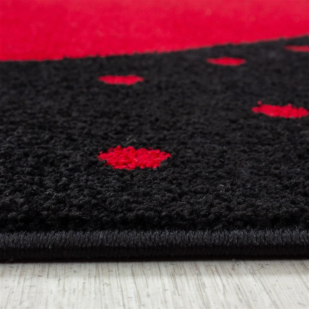 Kinderteppich Baby Teppich Kinderzimmer Herz Motiv Schwarz Rot Farben - Image 4