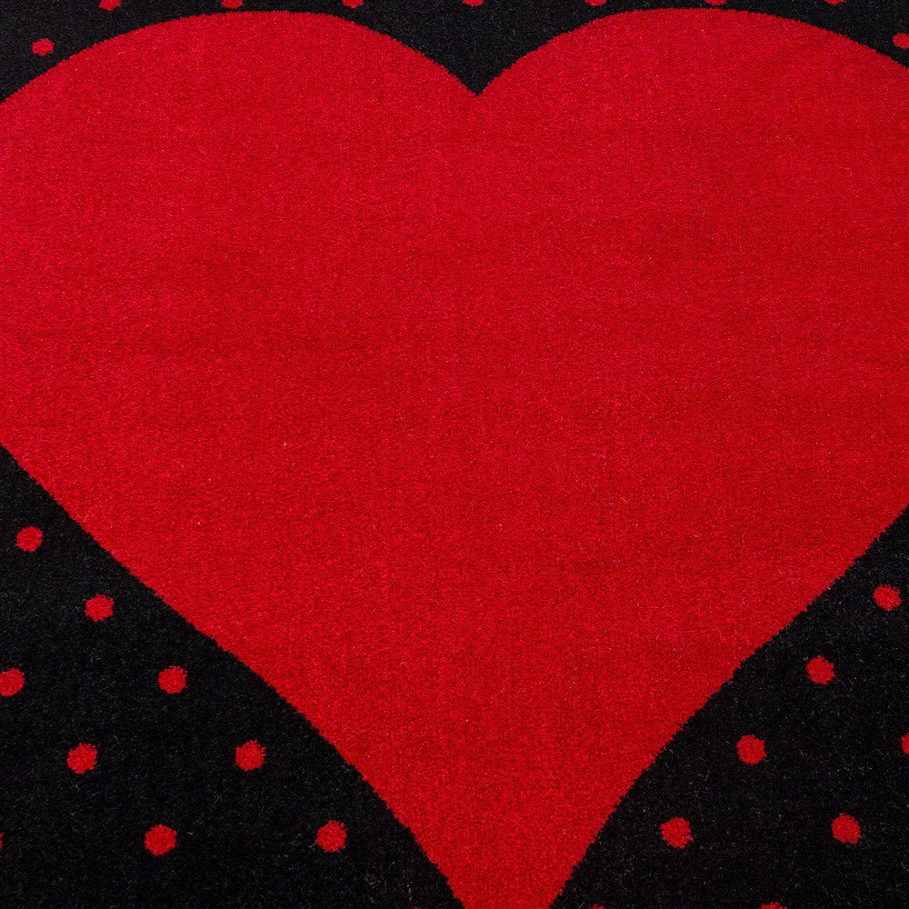 Kinderteppich Baby Teppich Kinderzimmer Herz Motiv Schwarz Rot Farben - Image 5