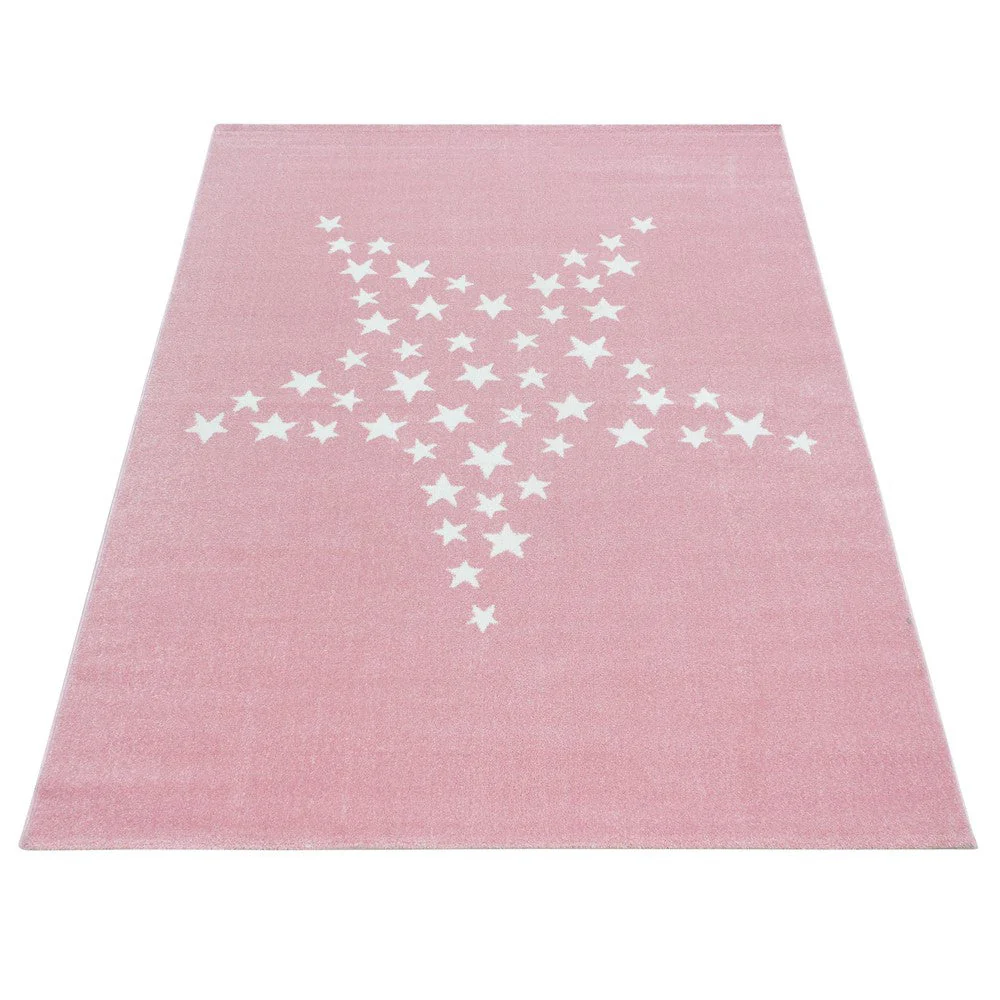 Kinderteppich Babyzimmer Kinderzimmer Sterne Motiv Pink Weiß Farben - Image 2