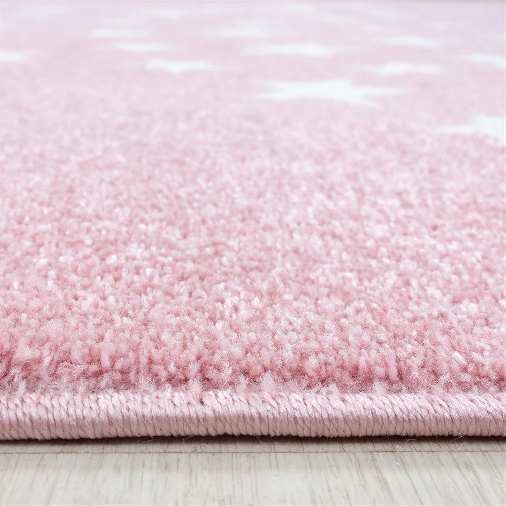 Kinderteppich Babyzimmer Kinderzimmer Sterne Motiv Pink Weiß Farben - Image 4