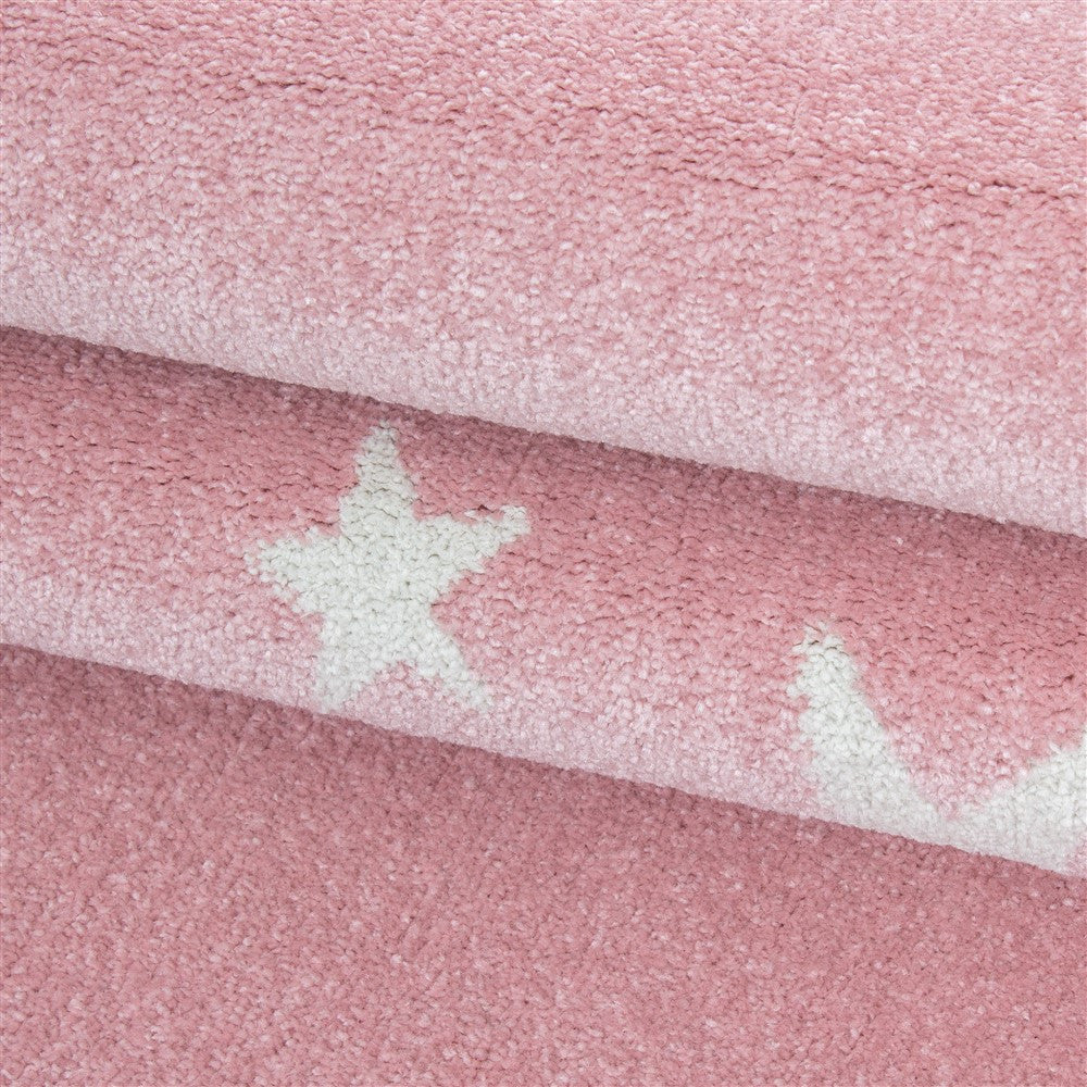 Kinderteppich Babyzimmer Kinderzimmer Sterne Motiv Pink Weiß Farben - Image 7