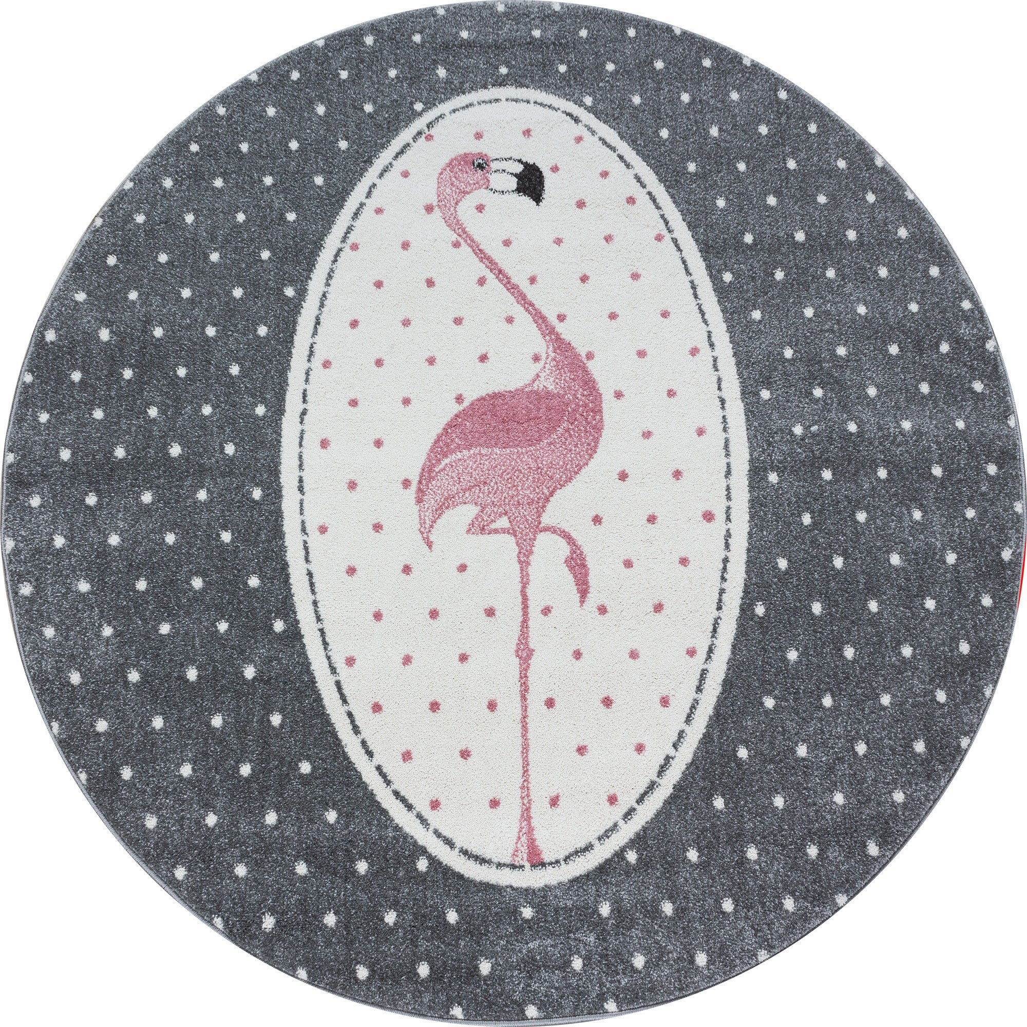 Kinderteppich Kinderzimmer Flamingo mit Sternen muster Pink Grau Weiß - Image 3