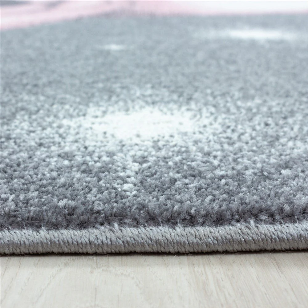 Kinderteppich Kinderzimmer süßes Bärenmotiv Pink Grau Weiß Farben - Image 4