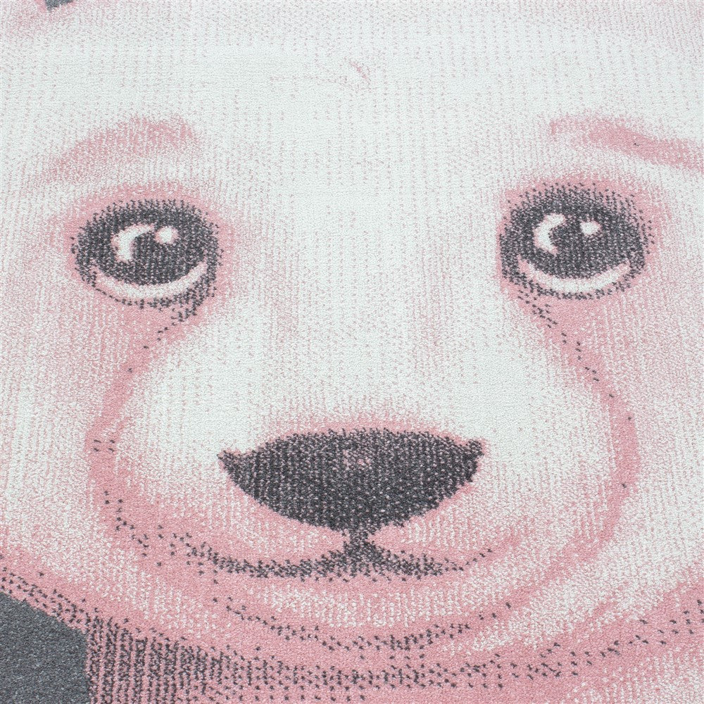 Kinderteppich Kinderzimmer süßes Bärenmotiv Pink Grau Weiß Farben - Image 5