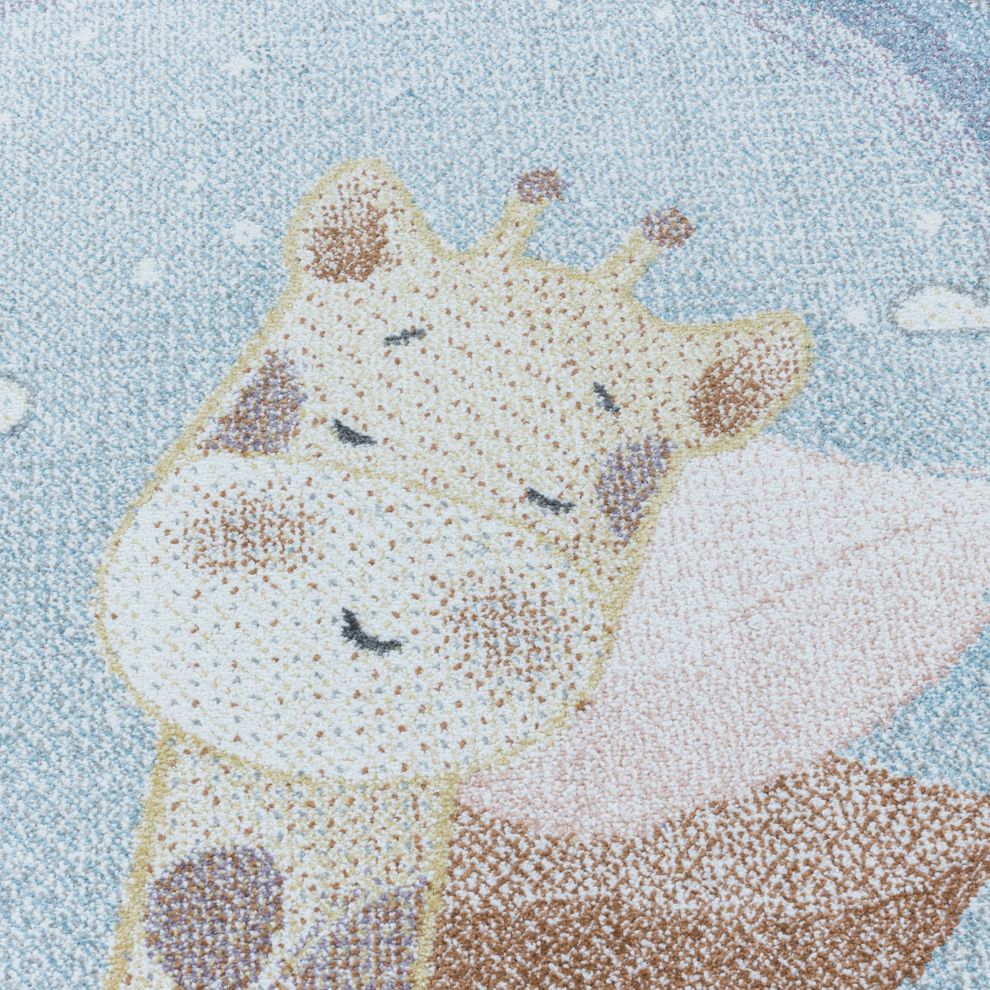 Kinderteppich Kurzflor Teppich Kinderzimmer Regenbogen Giraffe Weich Blau - Image 7