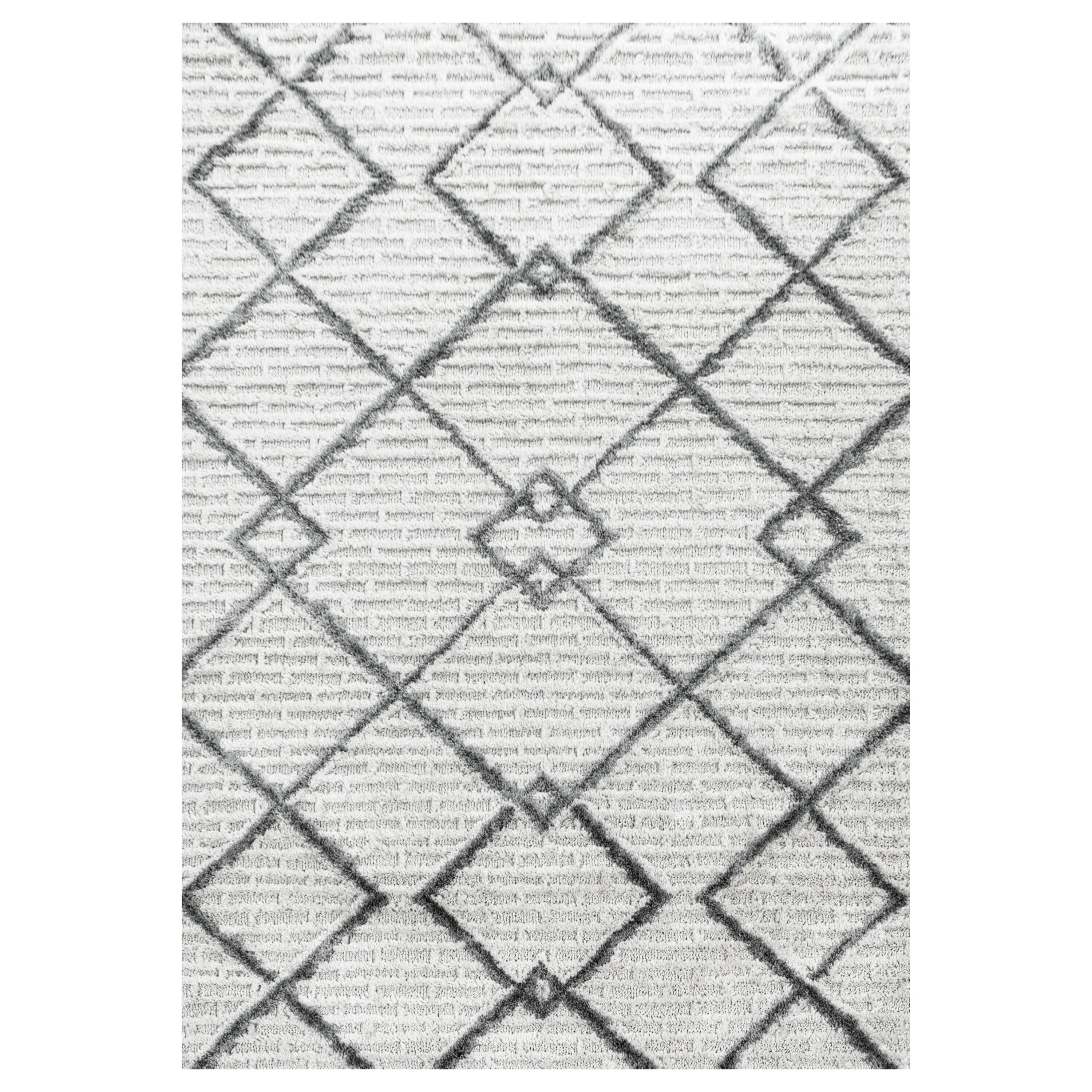 Kurzflor Design Teppich MIA Looped Flor Gitter Muster Abstrakt Creme - Image 2