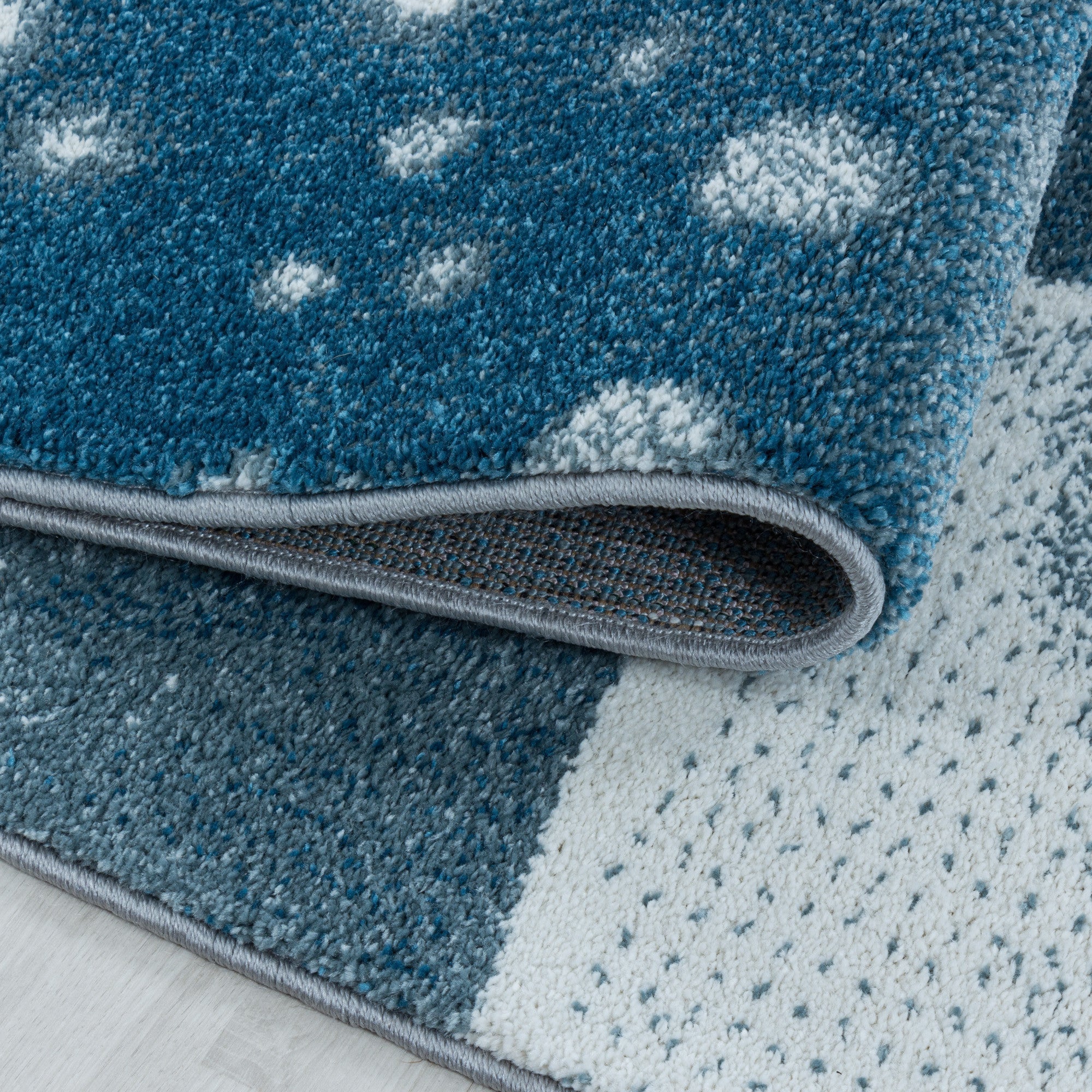 Kurzflor Kinderteppich Design Blau Pinguin Iglu Kinderzimmerteppich Weich - Image 7