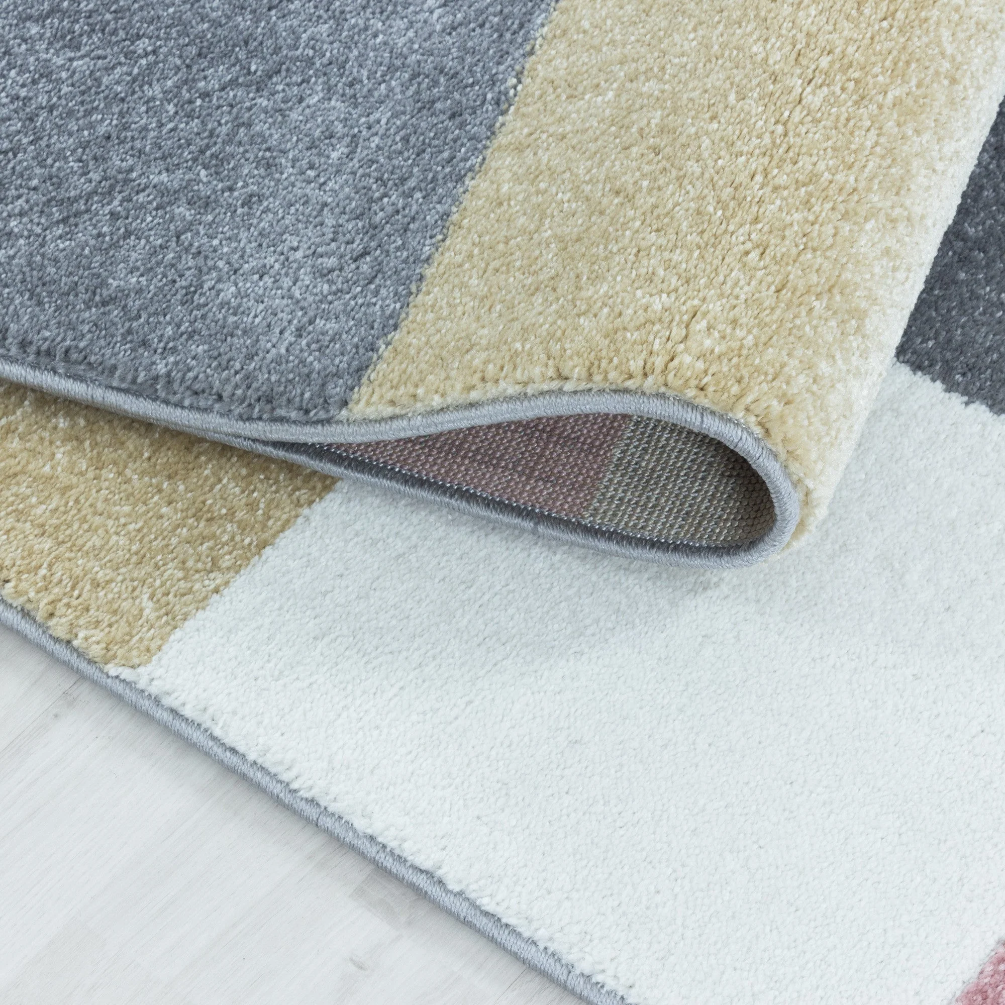 Kurzflor Kinderteppich Design Bunte Kacheln Kinderzimmerteppich Weich Mehrfarbig - Image 6