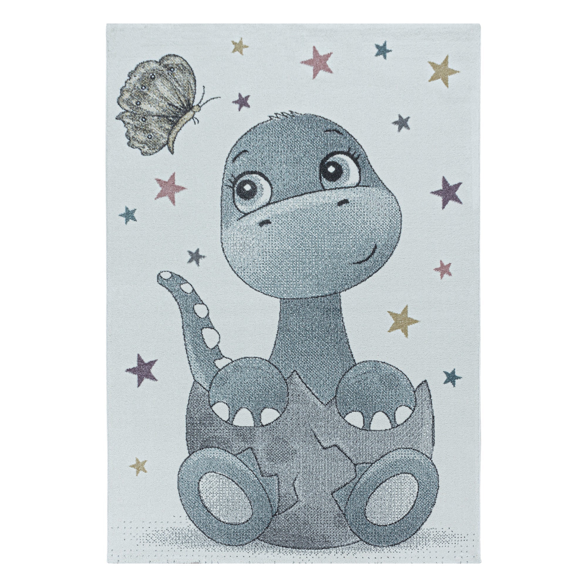 Kurzflor Kinderteppich Design Dino Baby Saurier Kinderzimmer Teppich Blau - Image 2