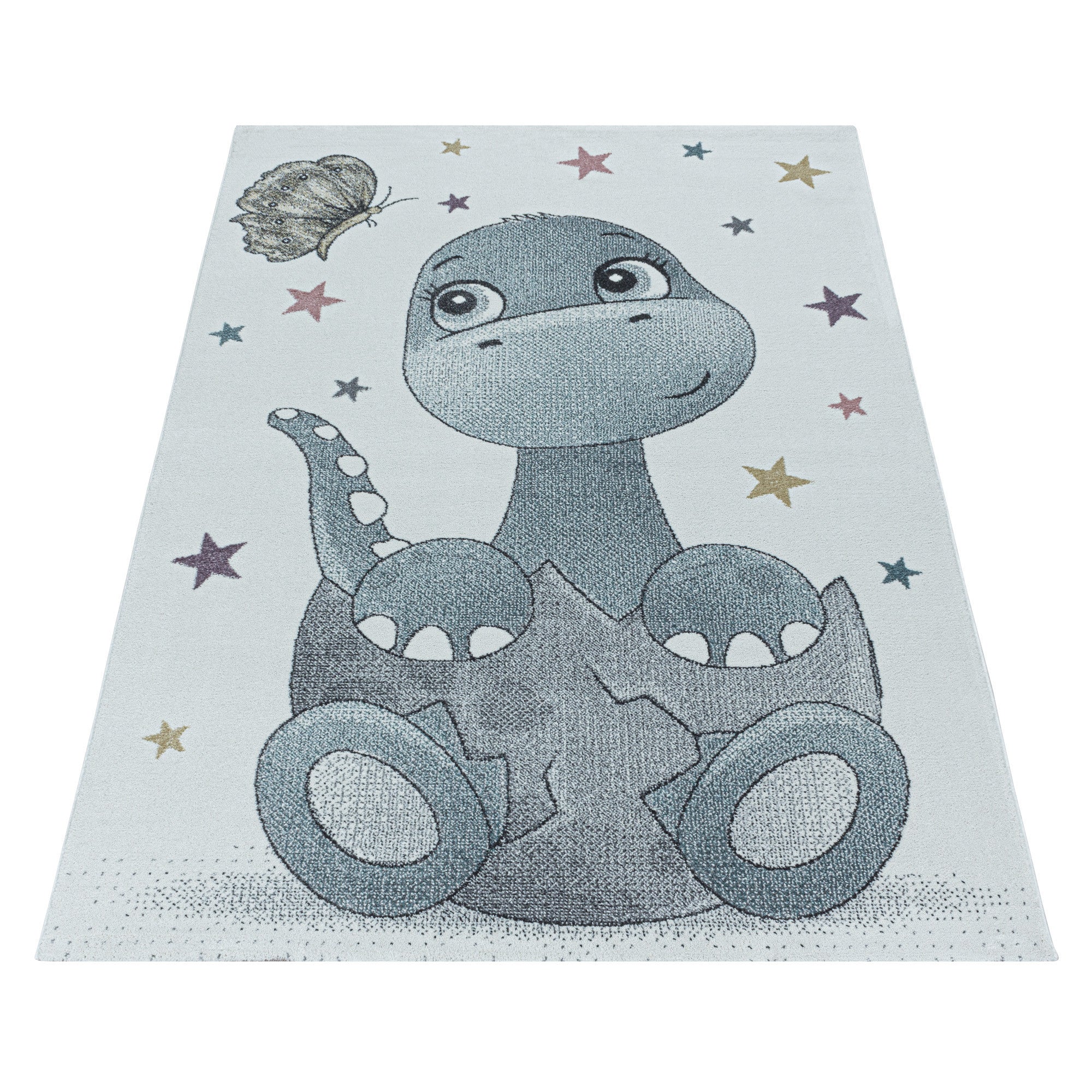 Kurzflor Kinderteppich Design Dino Baby Saurier Kinderzimmer Teppich Blau - Image 3