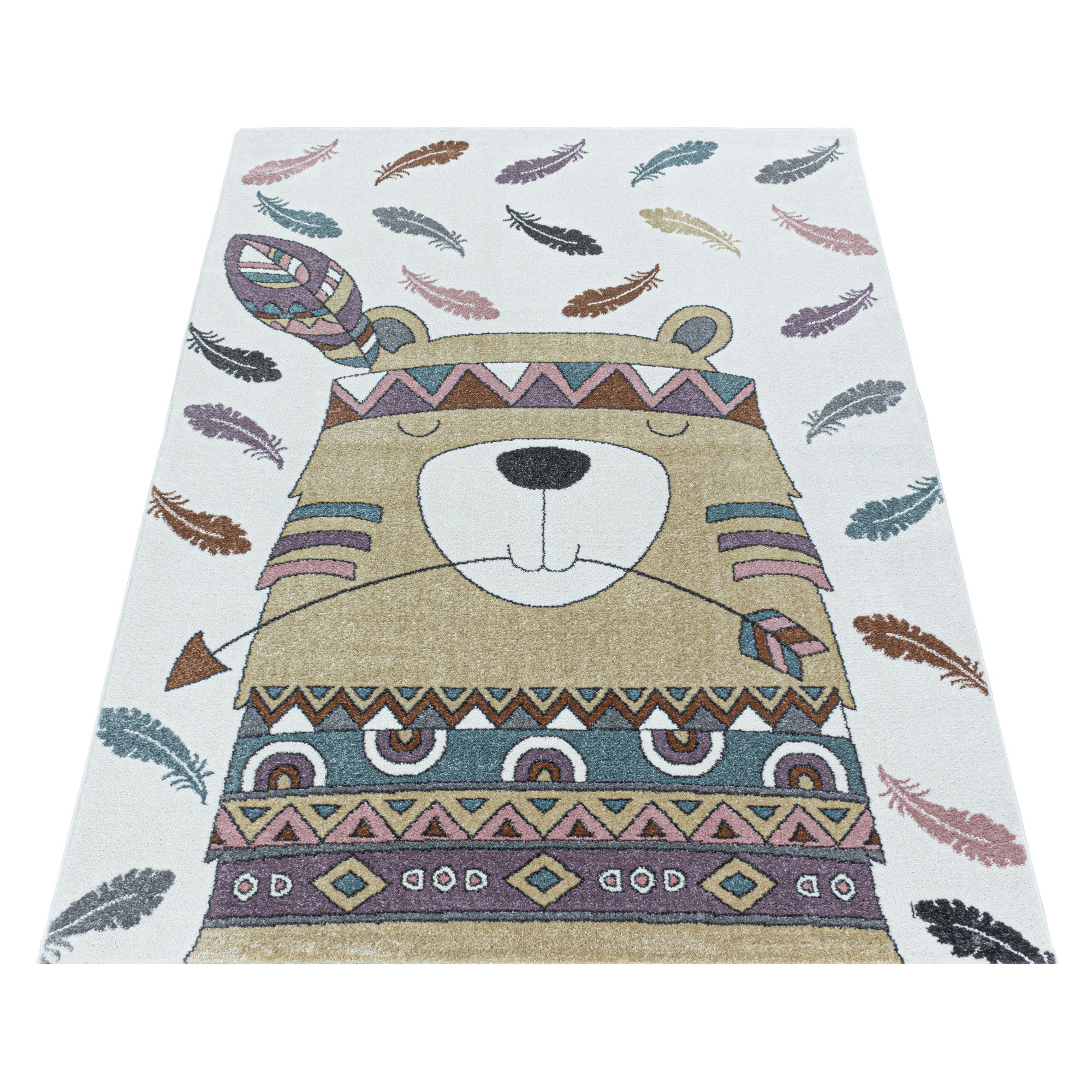 Gelber Kinderzimmer Teppich mit Indianer-Motiv - Image 3