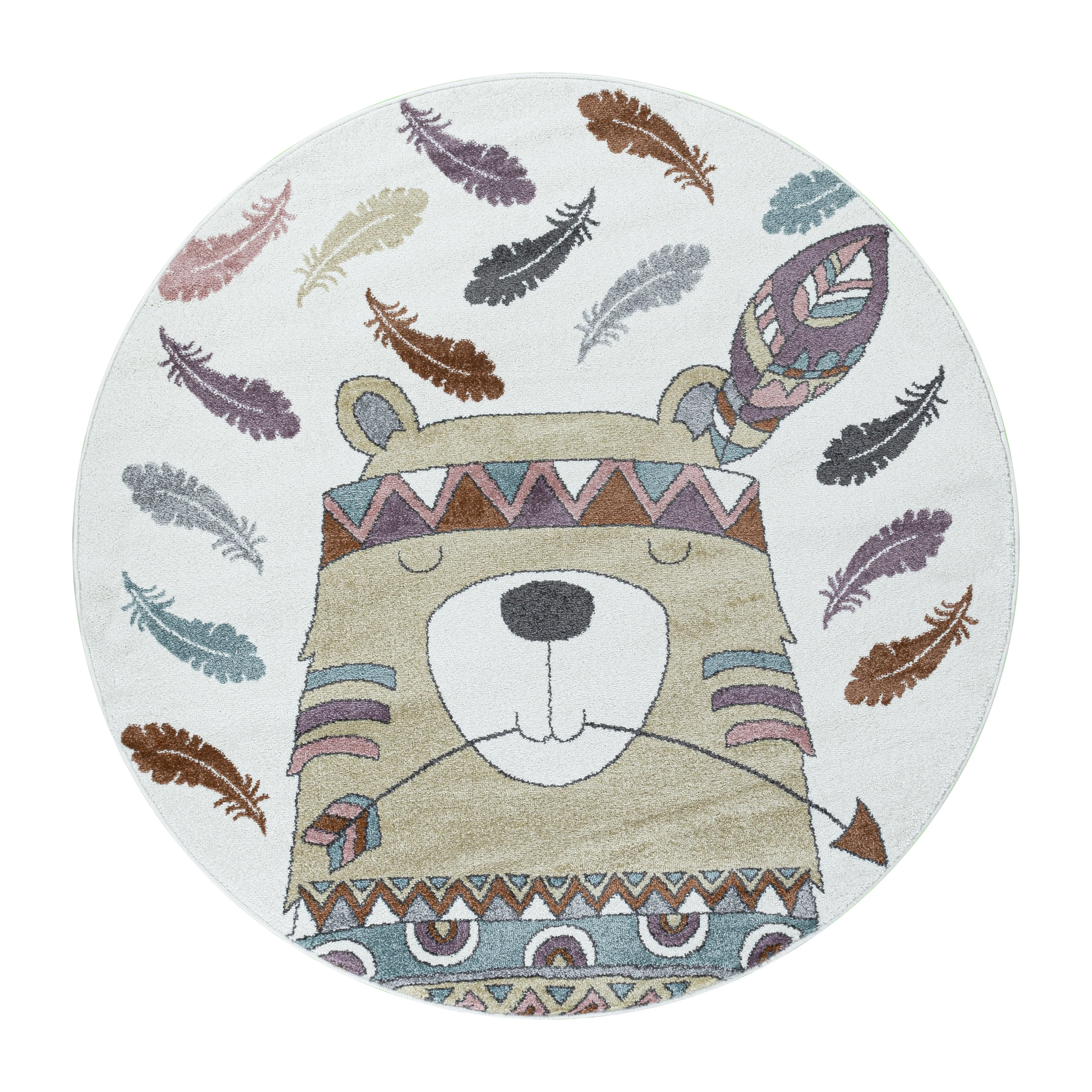 Gelber Kinderzimmer Teppich mit Indianer-Motiv - Image 4