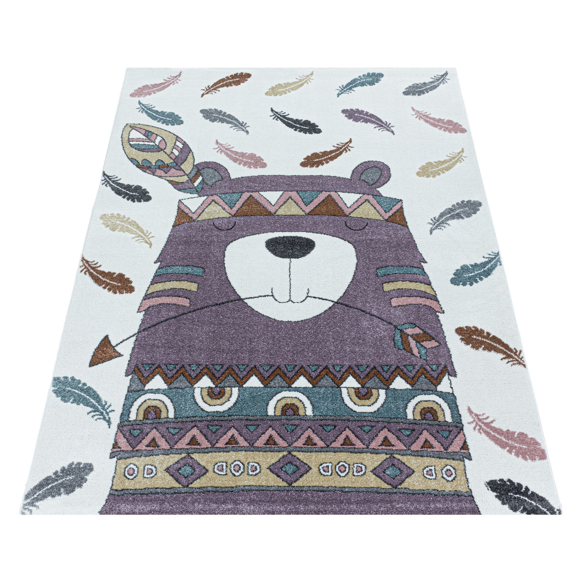 Violetter Kinderzimmer Teppich mit Indianer-Motiv - Image 3