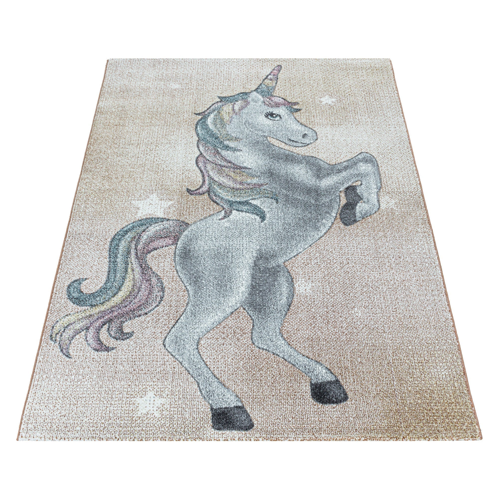 Gelber Kinderzimmer Teppich mit Einhornmotiv - Image 3