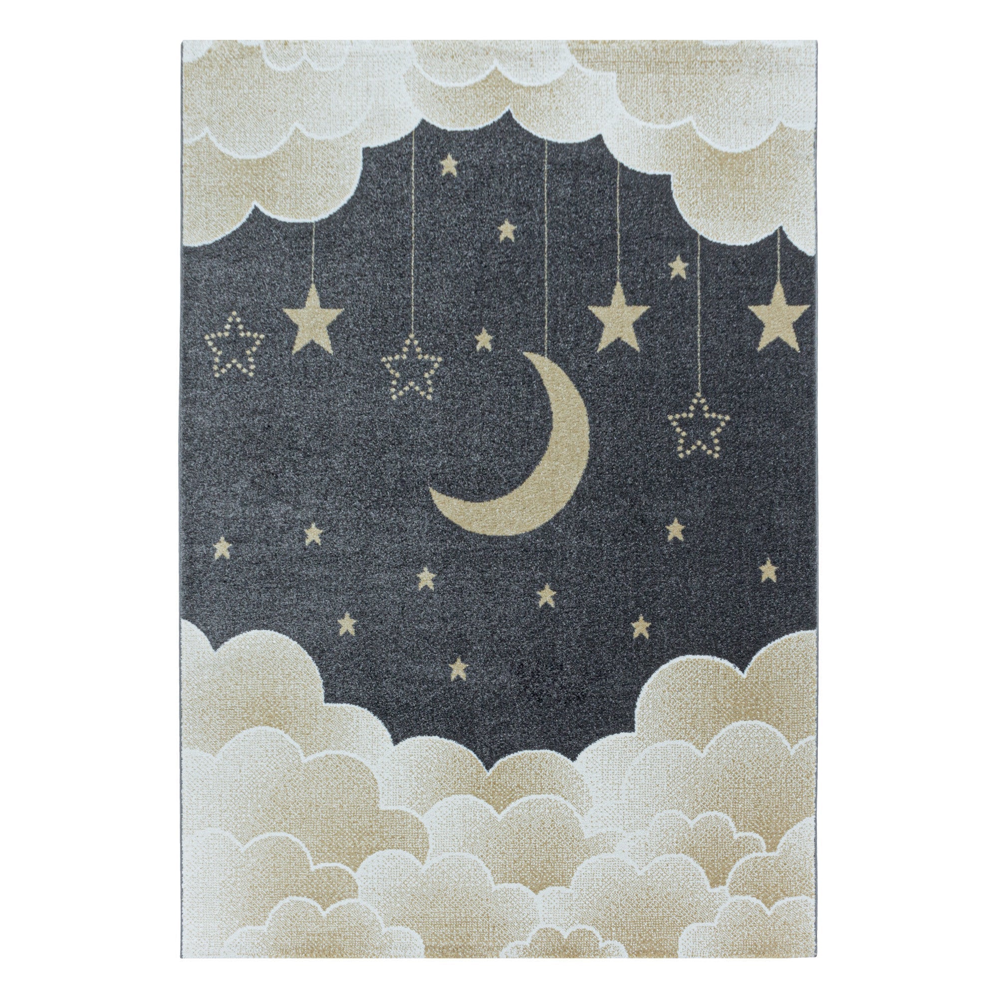 Gelber Kinderzimmer Teppich mit Mond- und Wolkenmotiv - Image 2