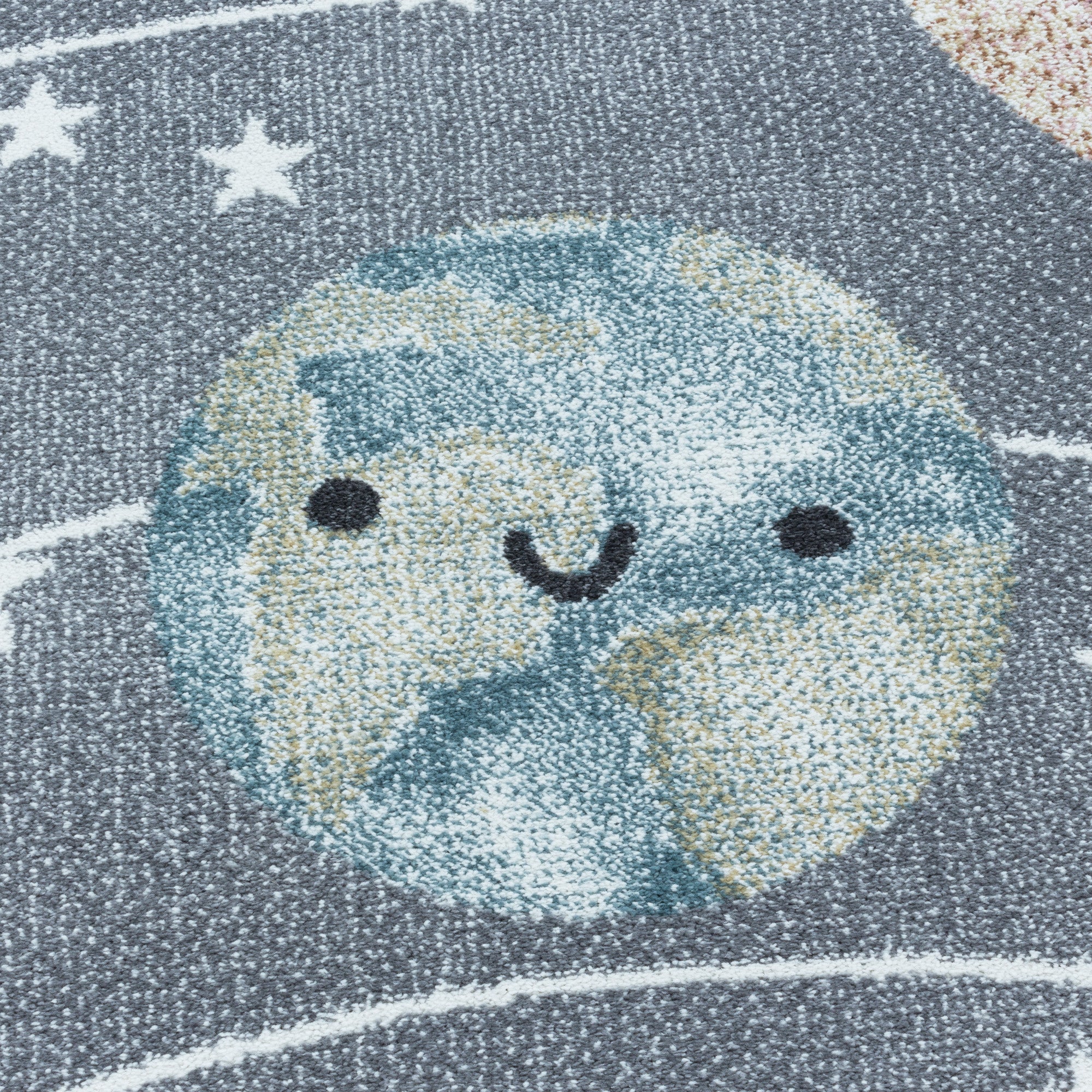 Kurzflor Kinderteppich Planet Weltall Sonne Mond Kinderzimmer Teppich Grau - Image 8