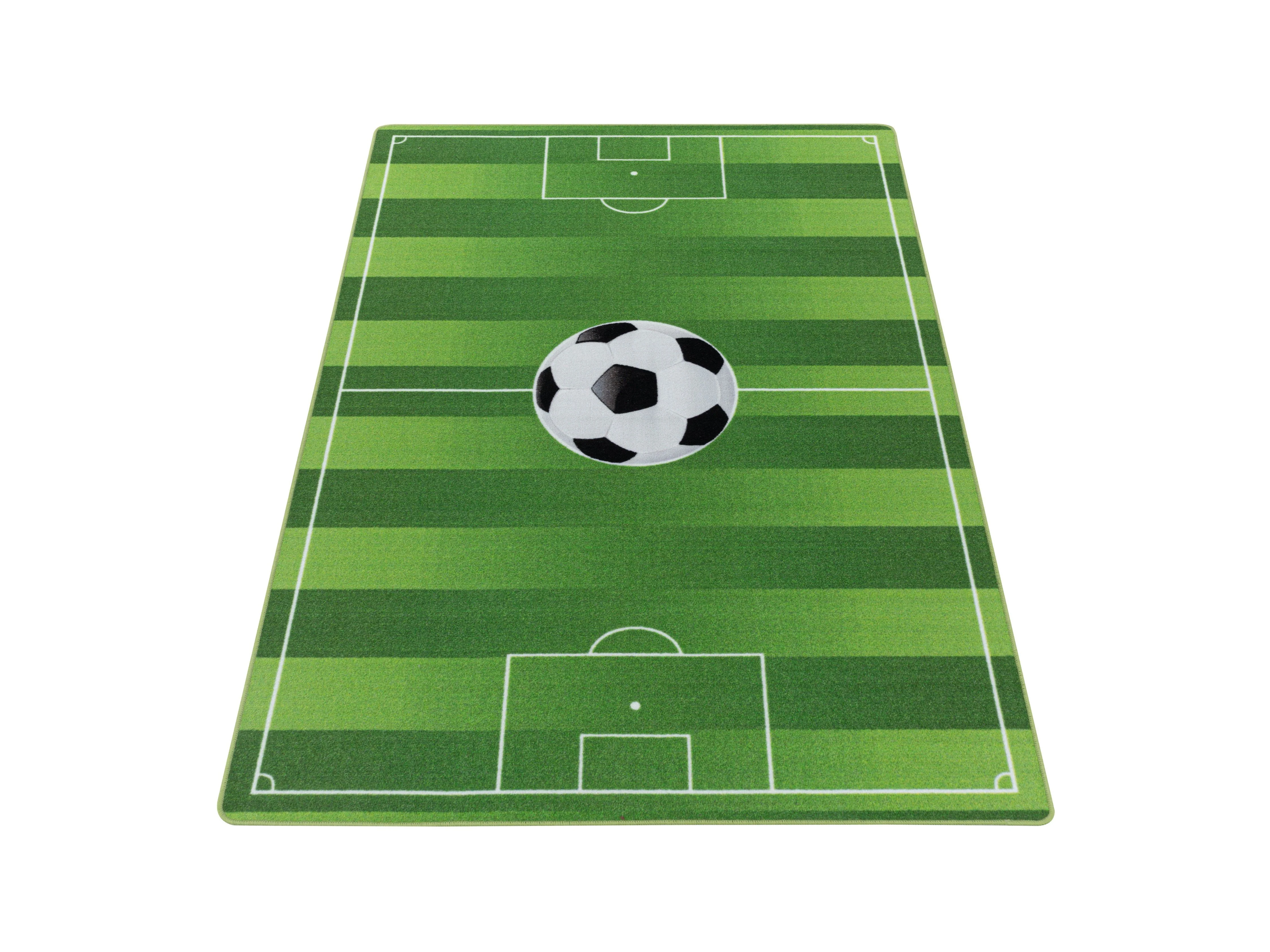Kurzflor Kinderteppich Spielteppich Kinderzimmer Teppich Fussball Stadion Grün - Image 3