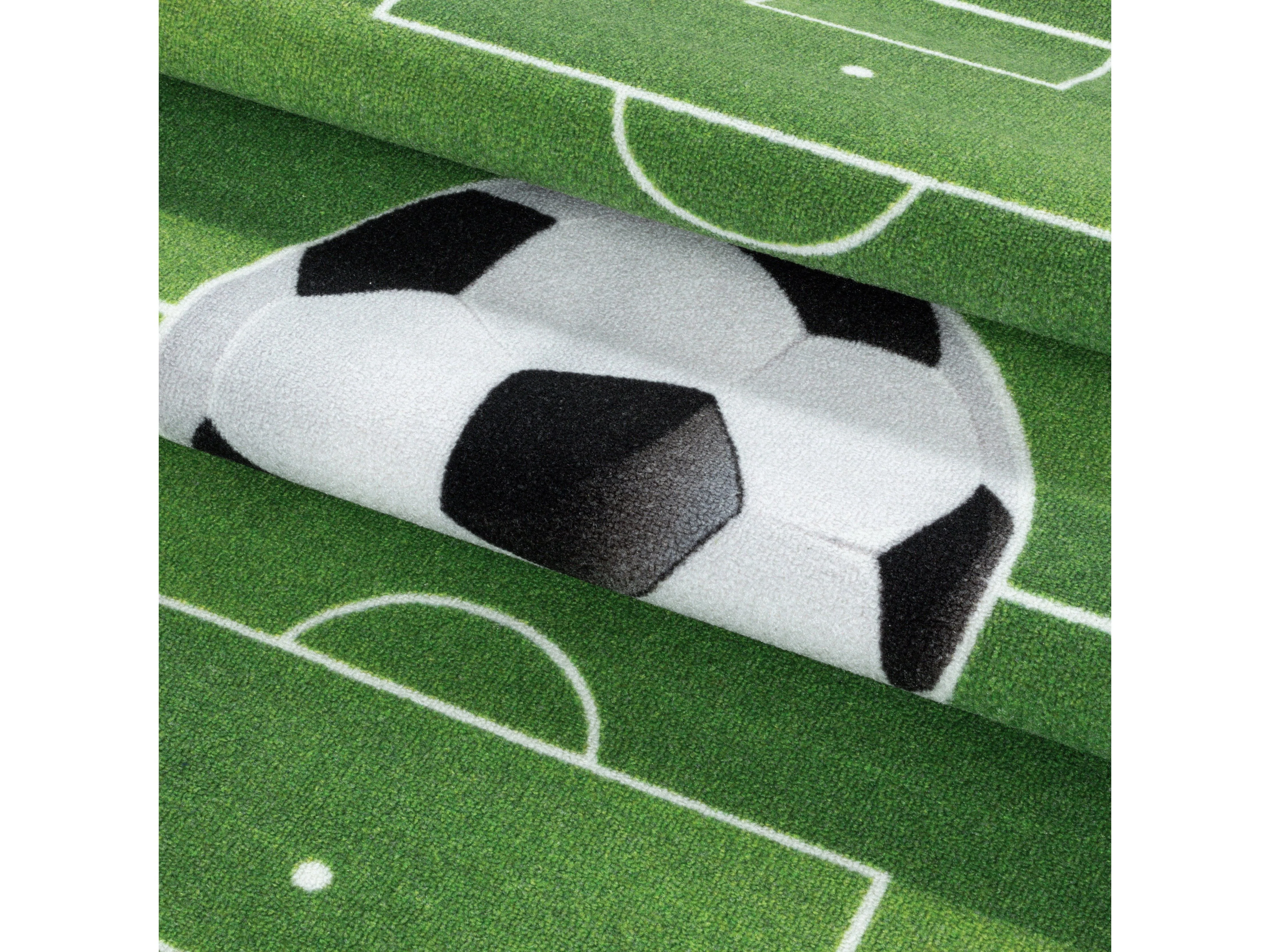 Kurzflor Kinderteppich Spielteppich Kinderzimmer Teppich Fussball Stadion Grün - Image 7