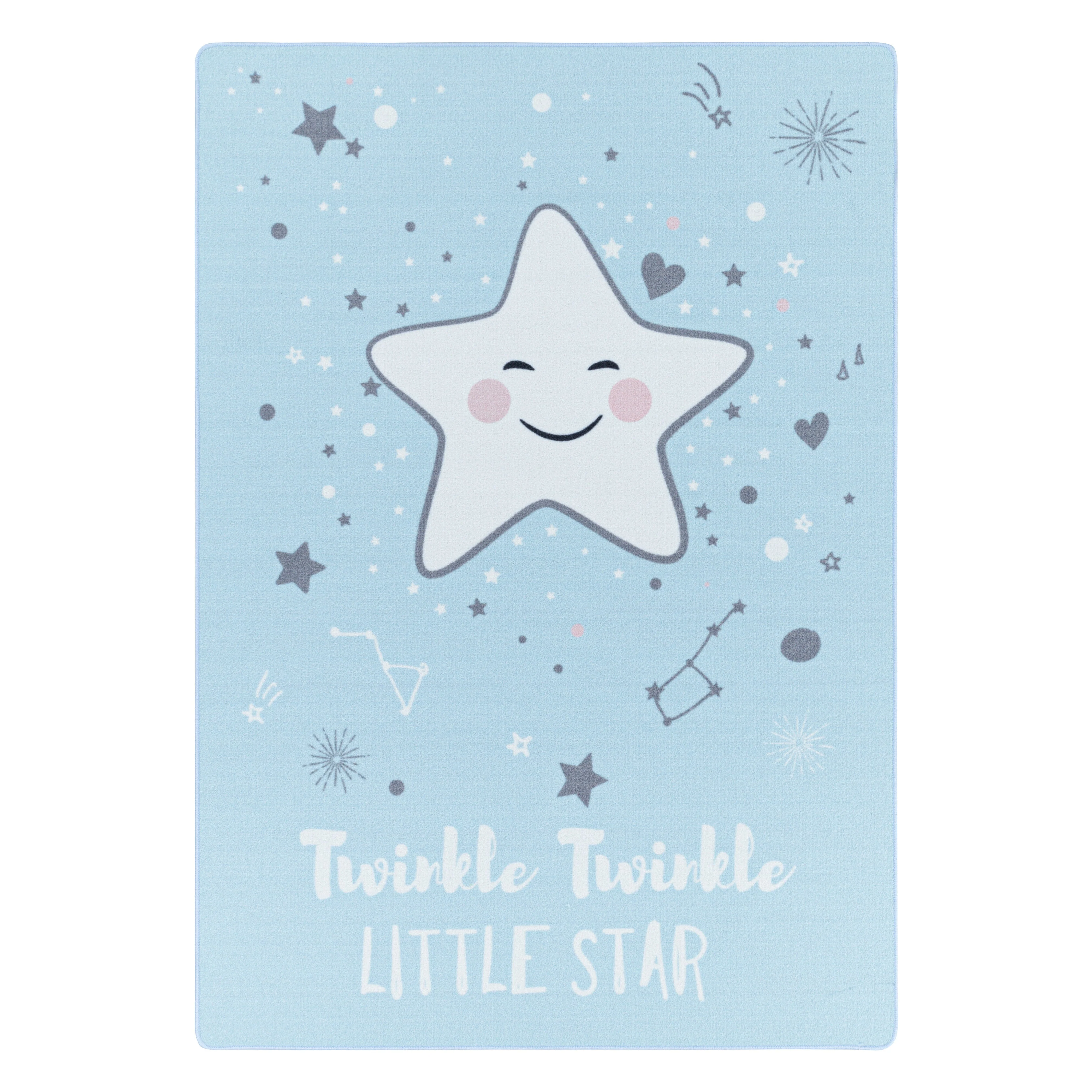 Kurzflor Spielteppich für Babys mit Sternmotiven in Blau - Image 2