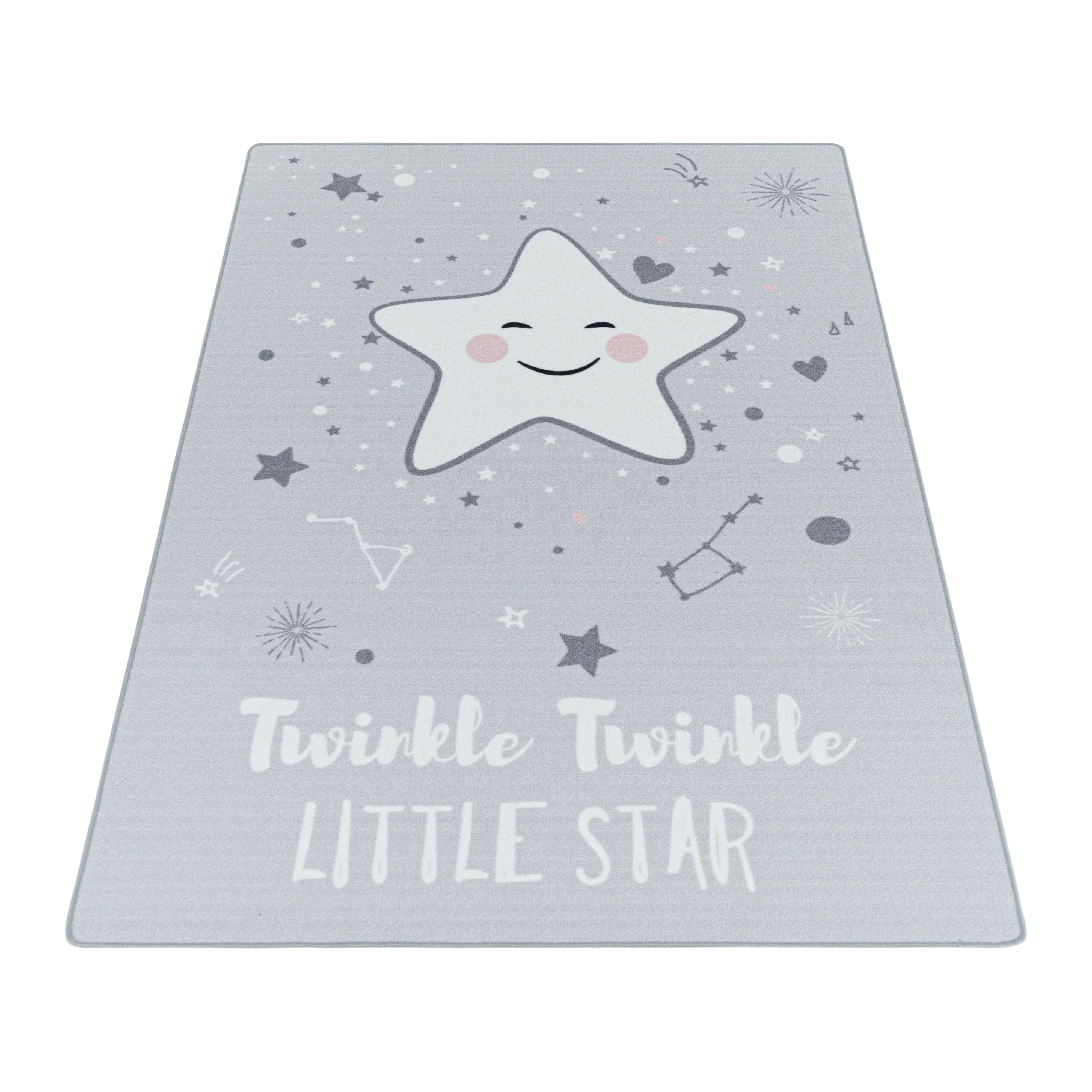 Kurzflor Spielteppich Baby Sterne – Grau - Image 3
