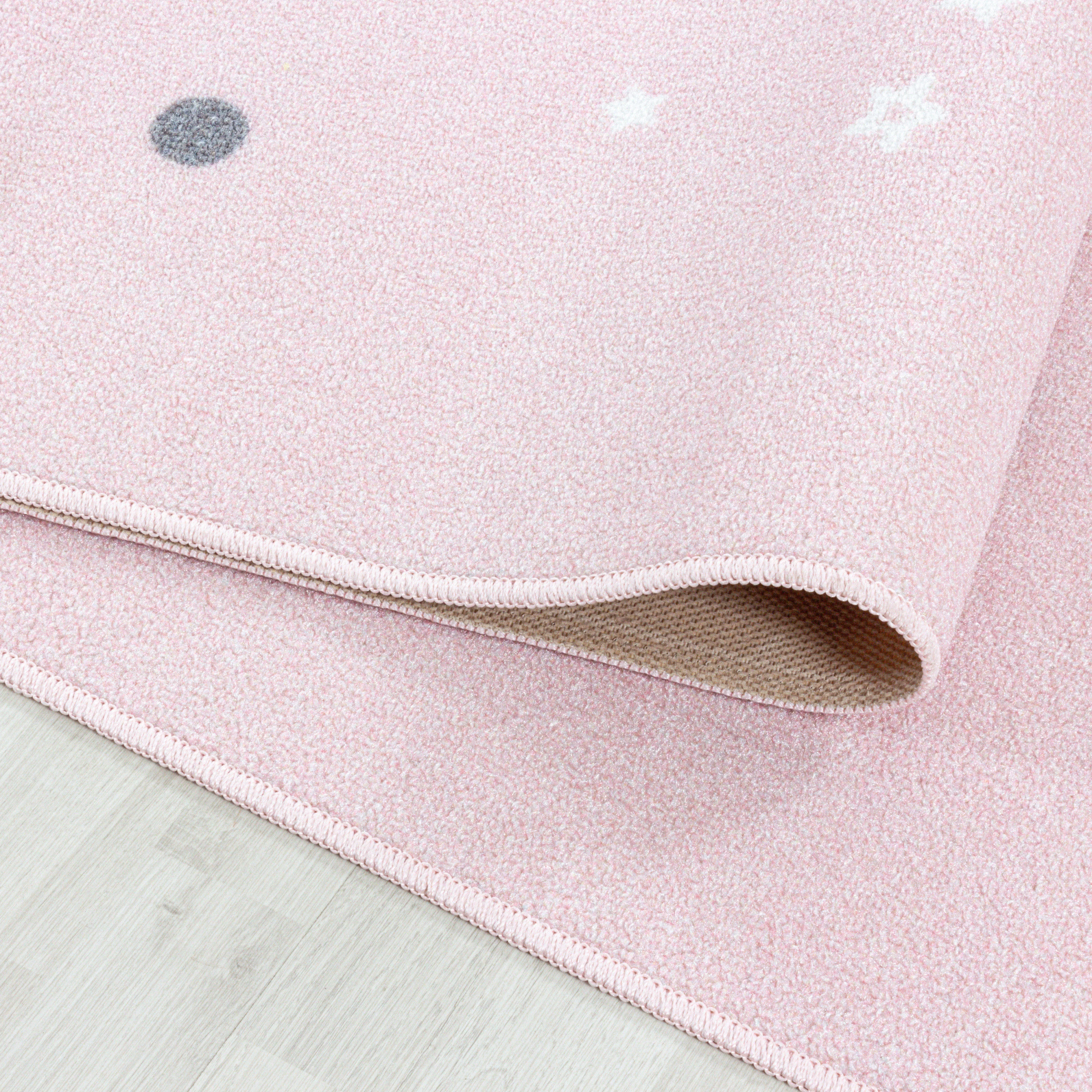 Kinderzimmer Spielteppich Kurzflor mit Stern – Pink - Image 6