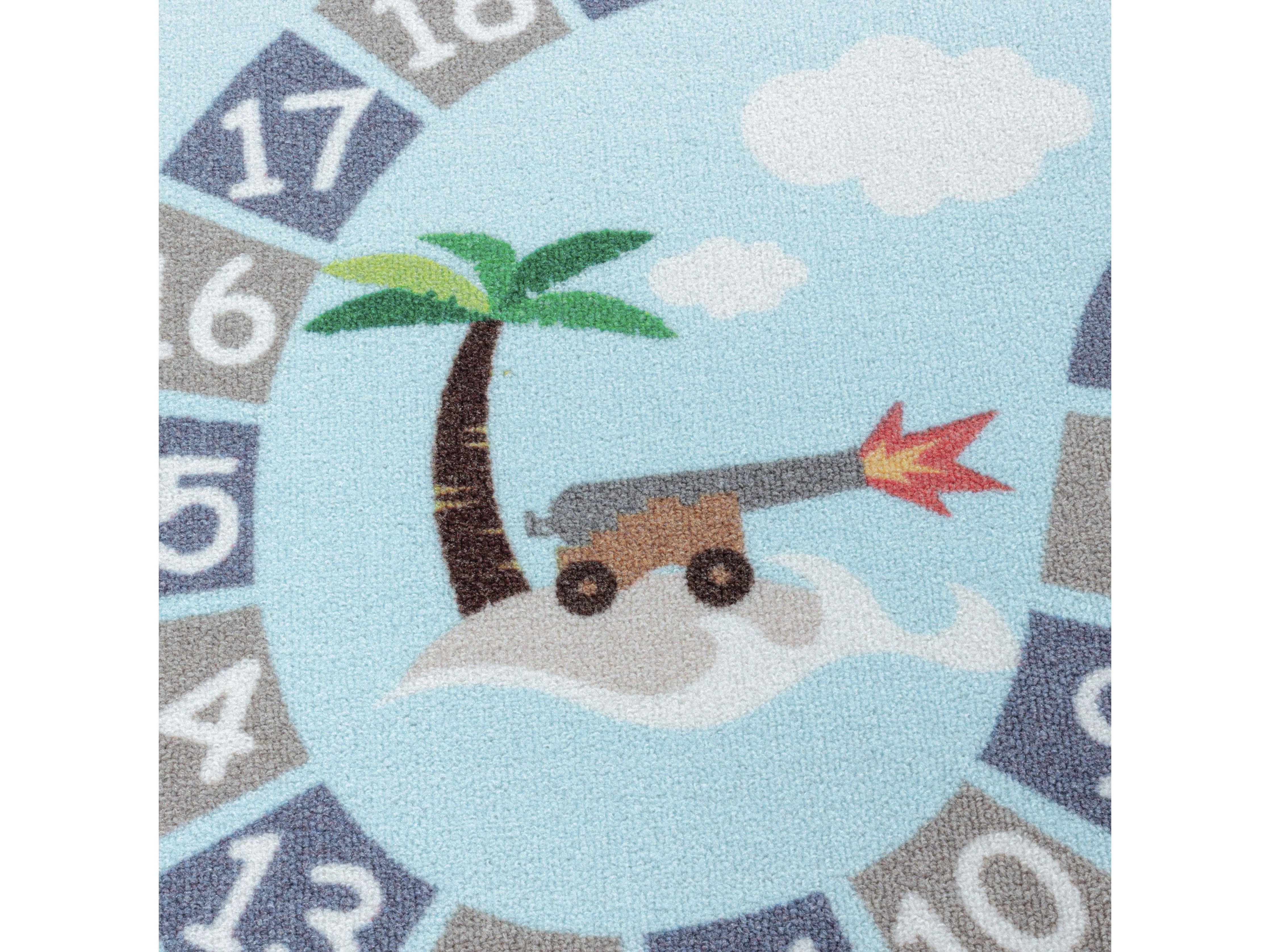 Kurzflor Kinderteppich Spielteppich Kinderzimmer Teppich Seefahrt Piraten Blau - Image 5