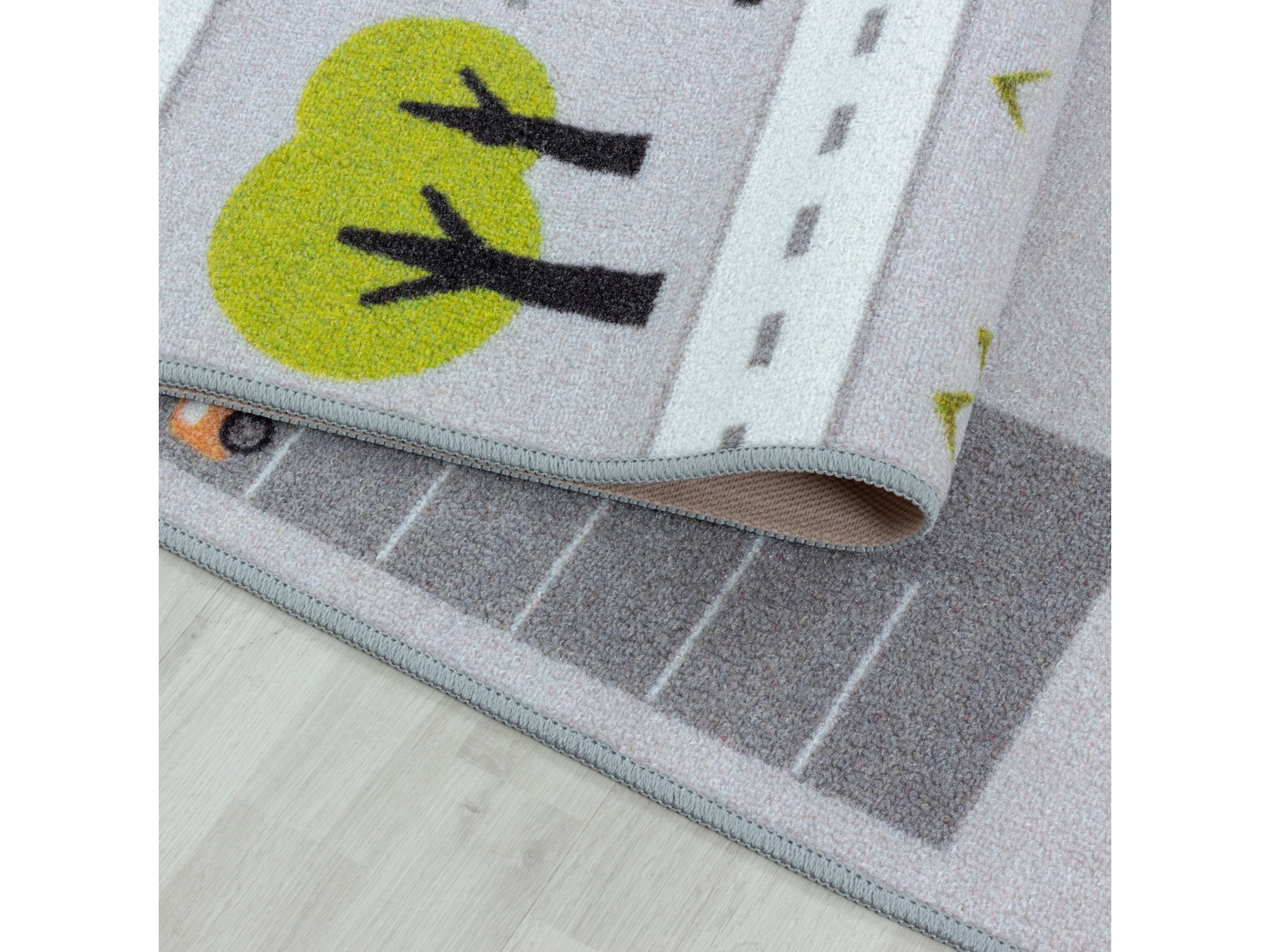 Kurzflor Kinderteppich Spielteppich Kinderzimmer Teppich Straße Verkehr Grau - Image 6